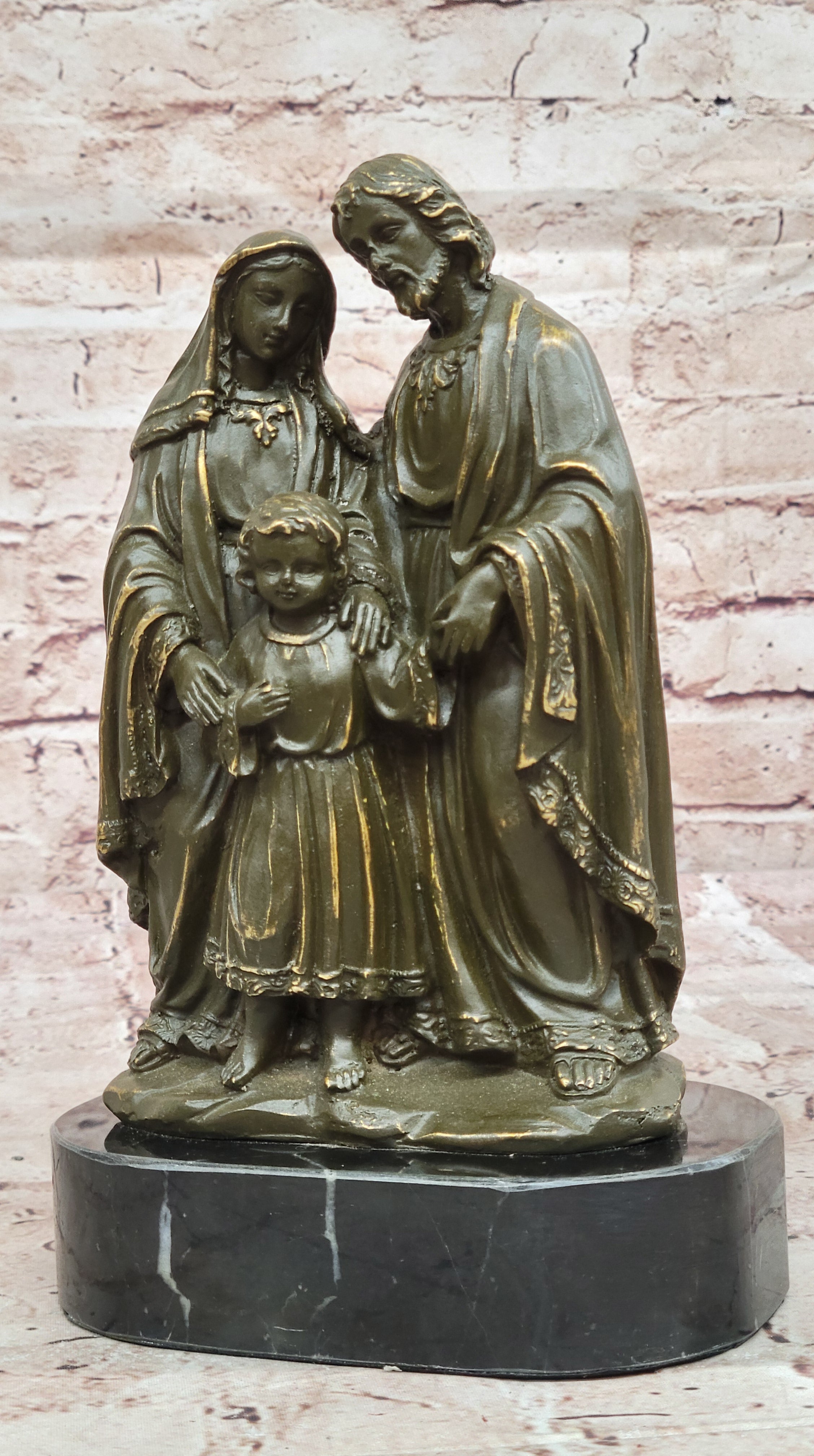 Hand Made Holy Family Bronze Sculpture Statue – Christian Catholic Home Art