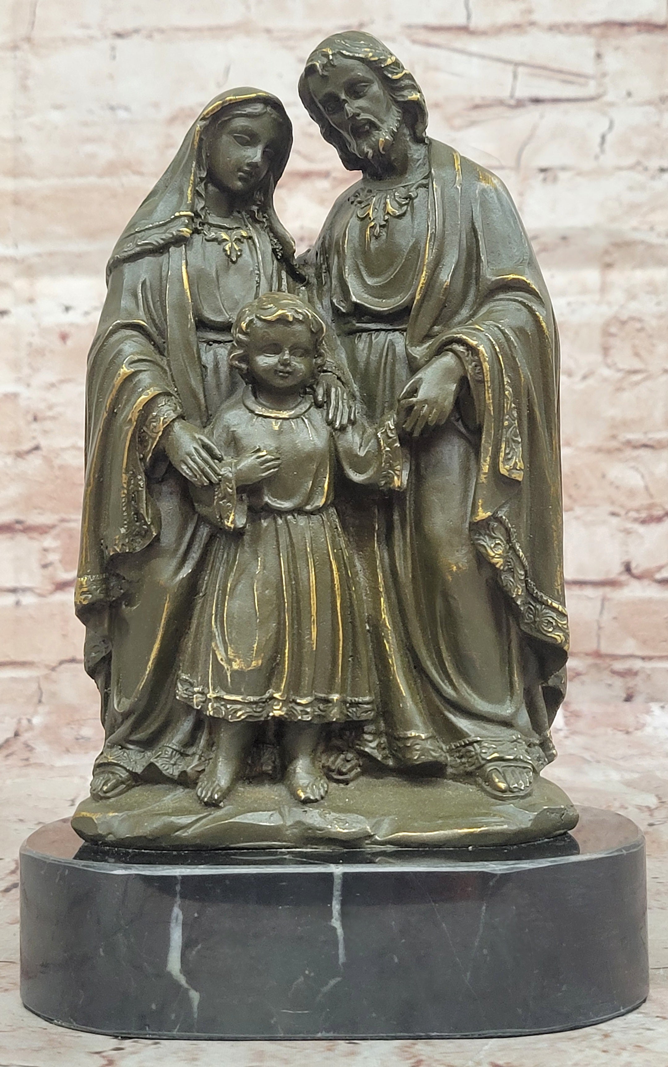 Hand Made Holy Family Bronze Sculpture Statue – Christian Catholic Home Art