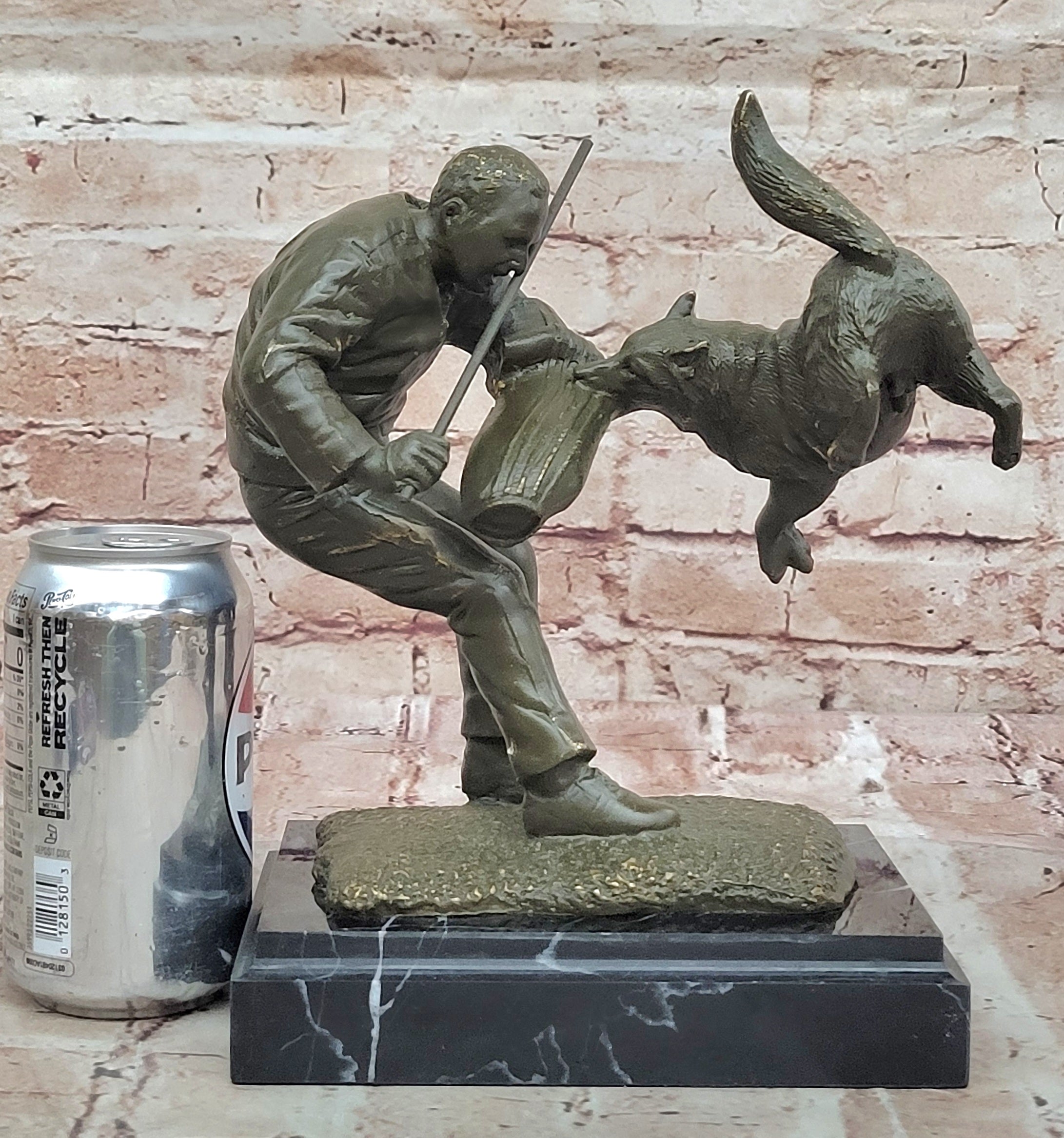 Milo Dog Trainer Bronze Statue Hand Made Artwork Collectible Figurine for Pet Enthusiasts