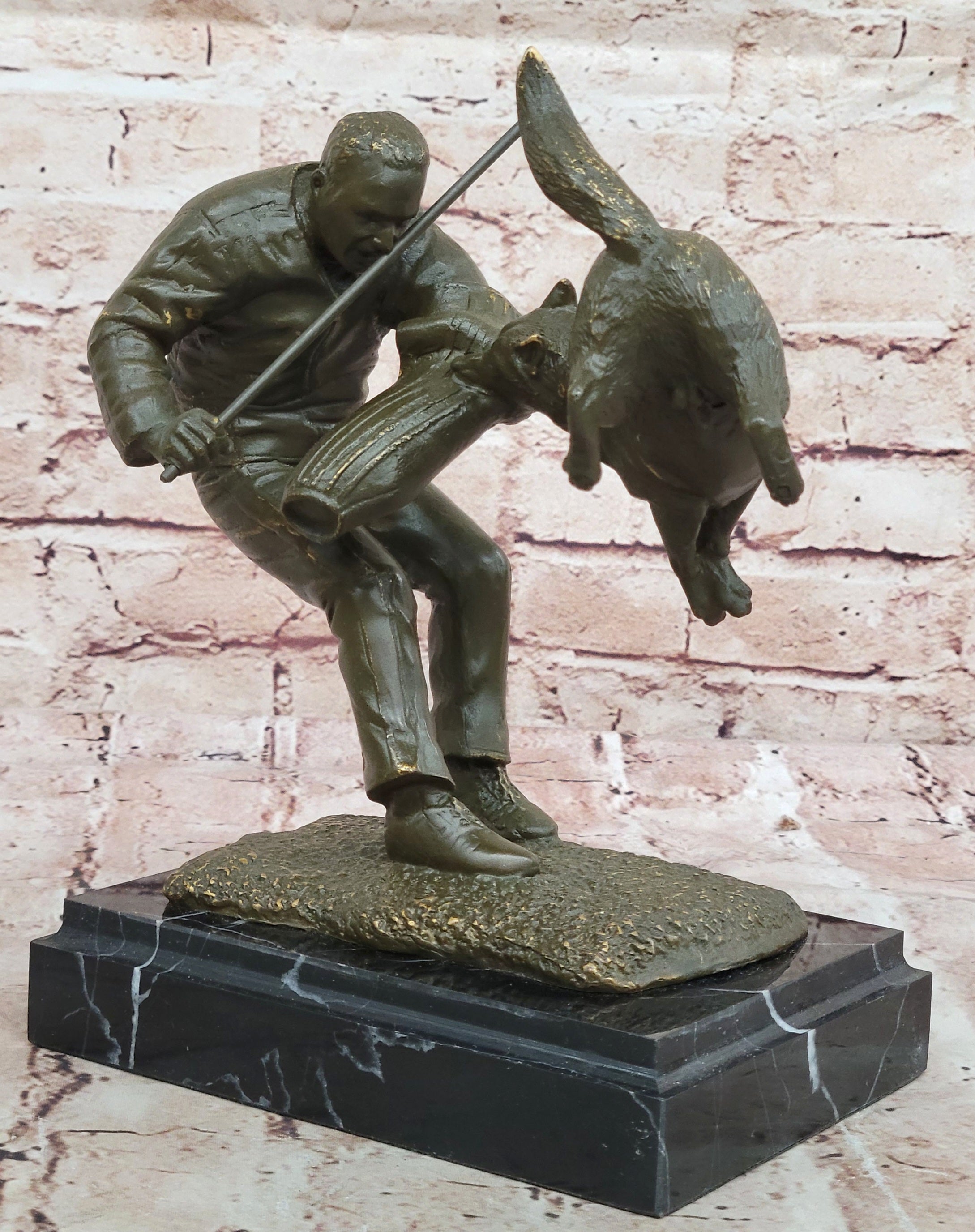 Milo Dog Trainer Bronze Statue Hand Made Artwork Collectible Figurine for Pet Enthusiasts