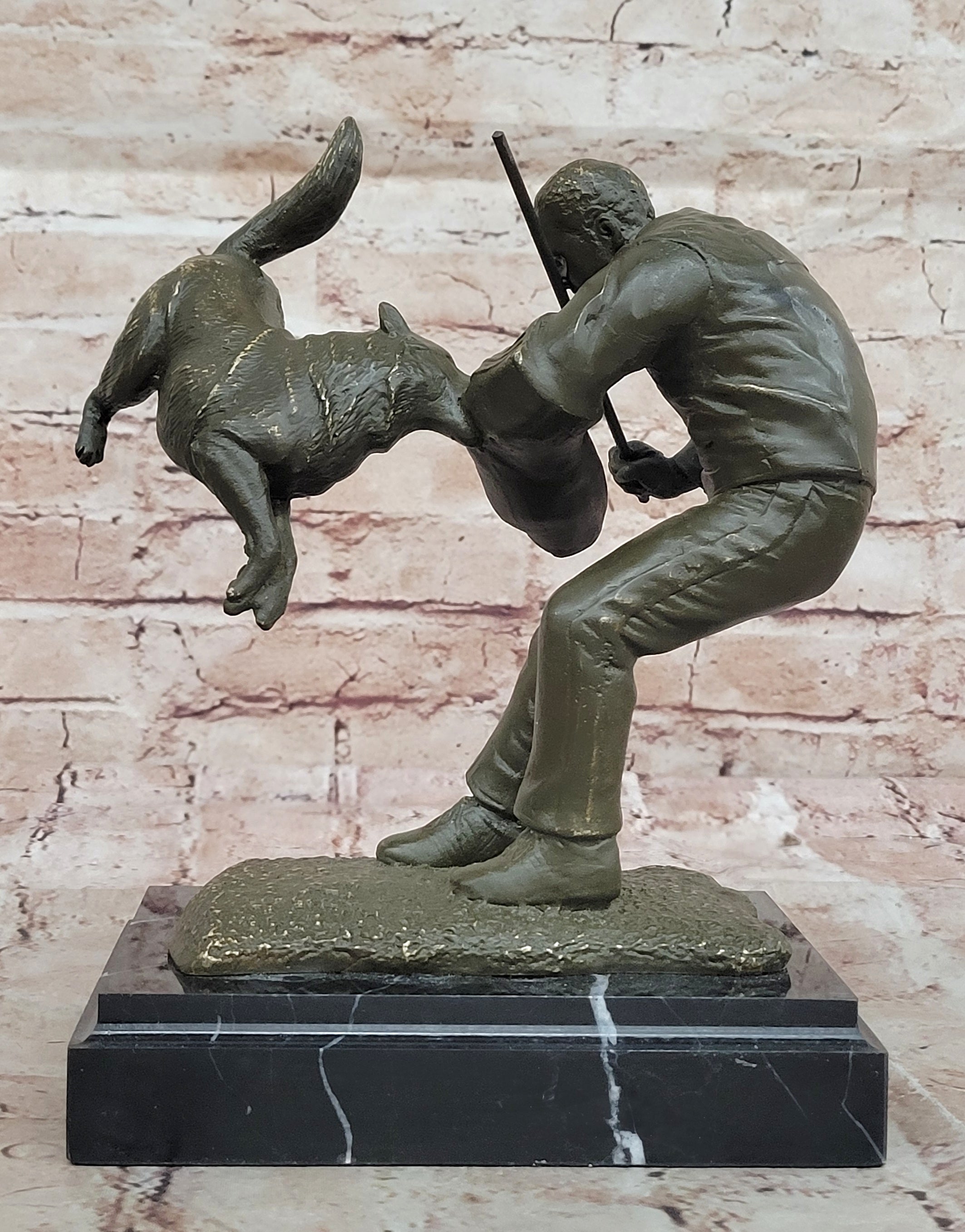Milo Dog Trainer Bronze Statue Hand Made Artwork Collectible Figurine for Pet Enthusiasts