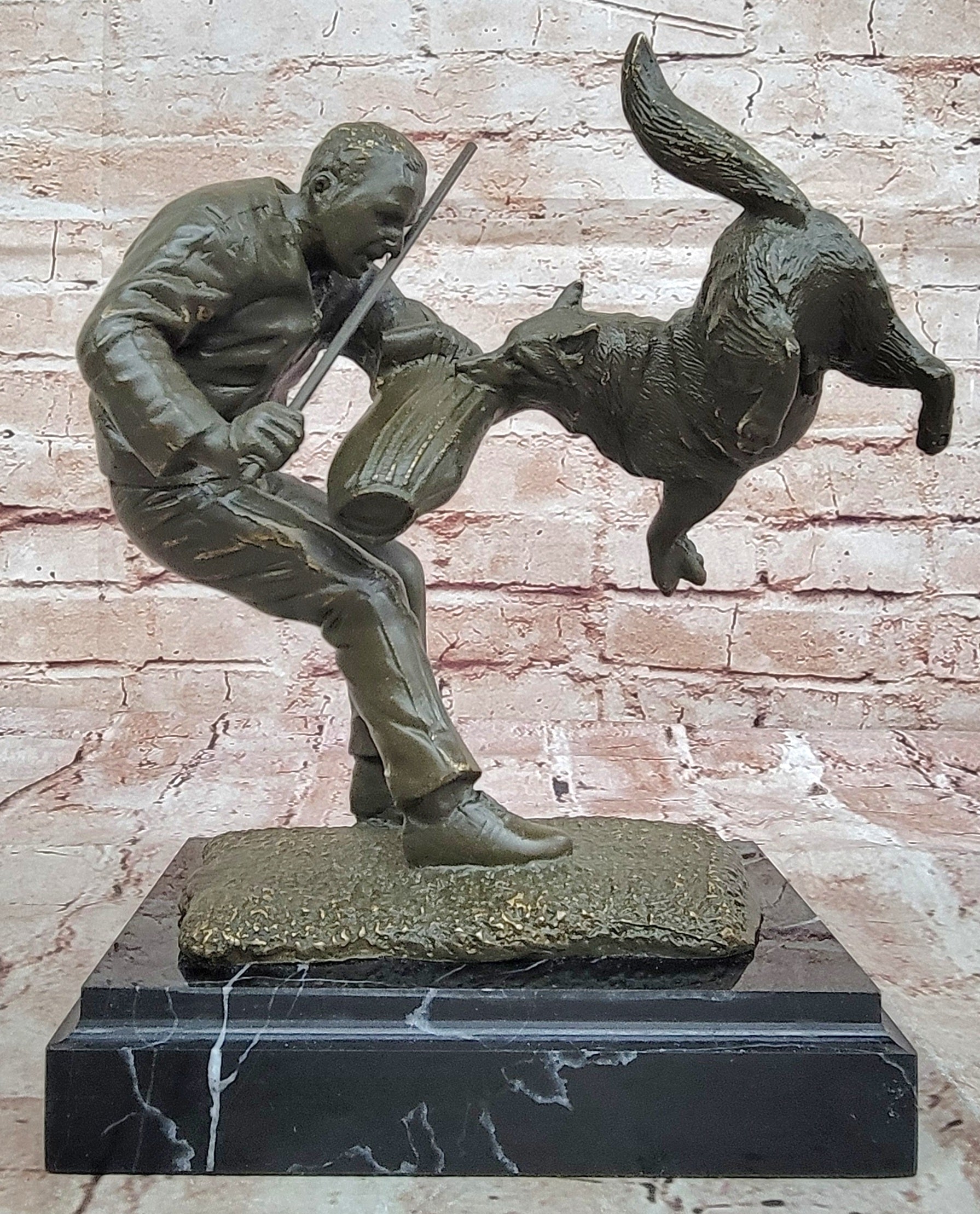 Milo Dog Trainer Bronze Statue Hand Made Artwork Collectible Figurine for Pet Enthusiasts