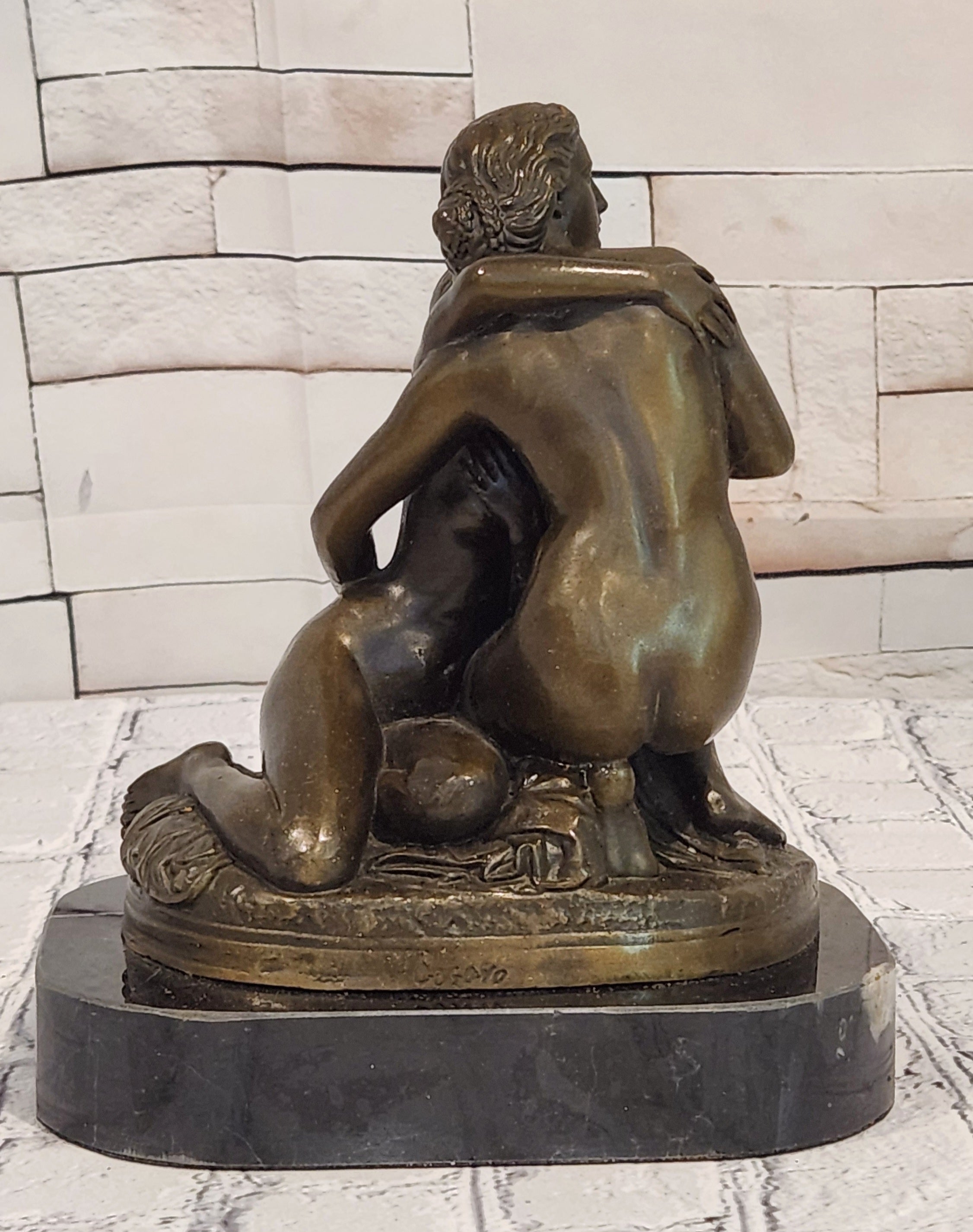 Signed Cesaro Bronze Maternal Bond Sculpture Mother Child Figurine Decor Art