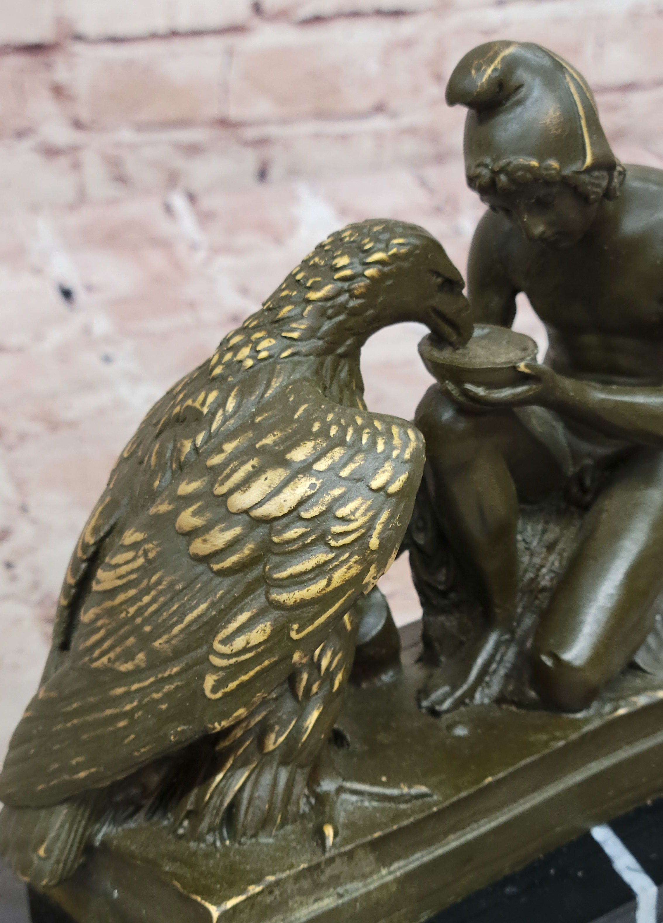 Ganymede with Zeus Eagle Bronze Statue Mythological Art by Aldo Vitaleh Sculpture