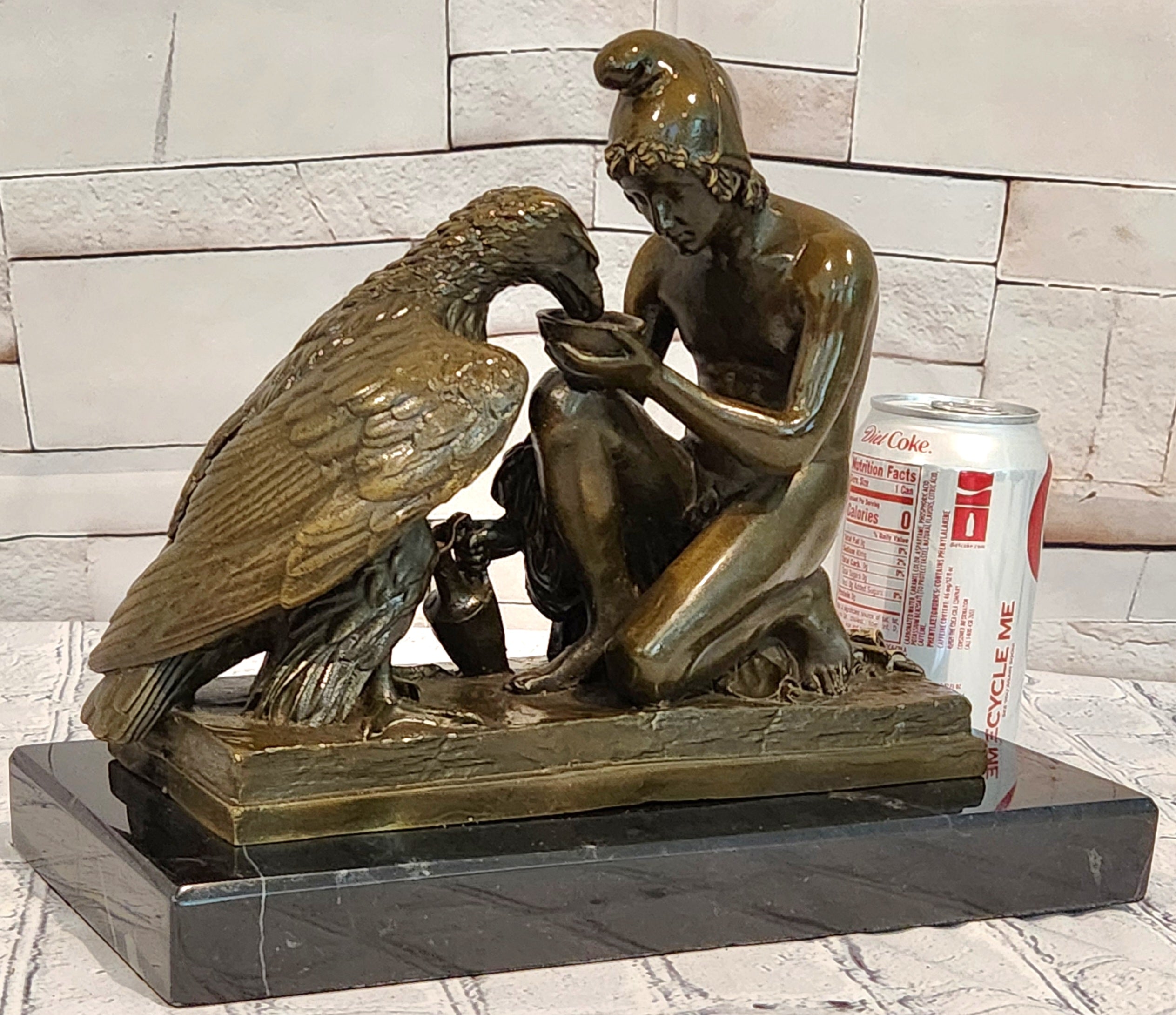 Aldo Vitaleh Bronze Sculpture Ganymede Zeus Eagle Mythological Figurine Statue