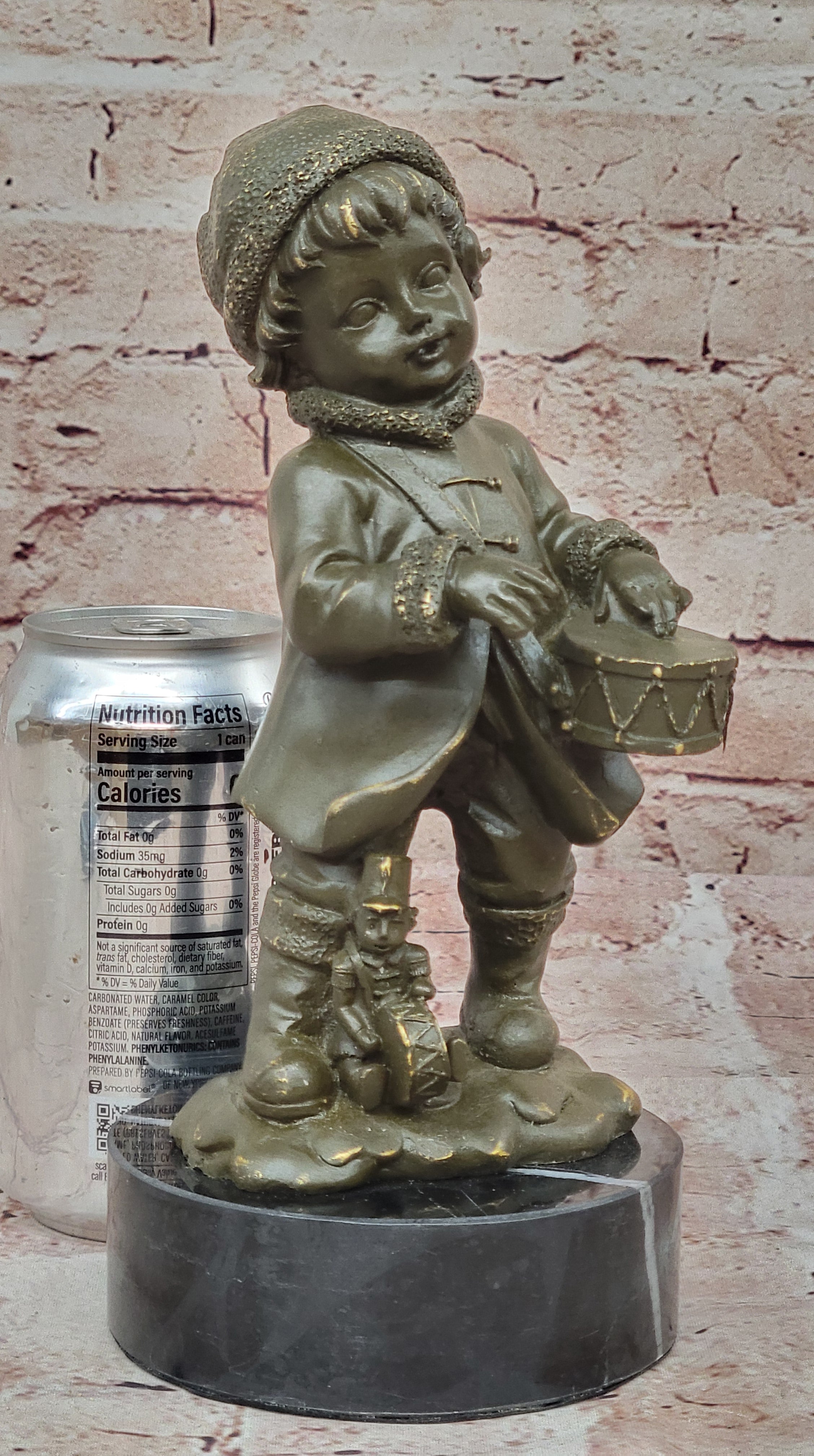 Handmade Bronze Drummer Boy Statue – Collectible Child Musician Sculpture