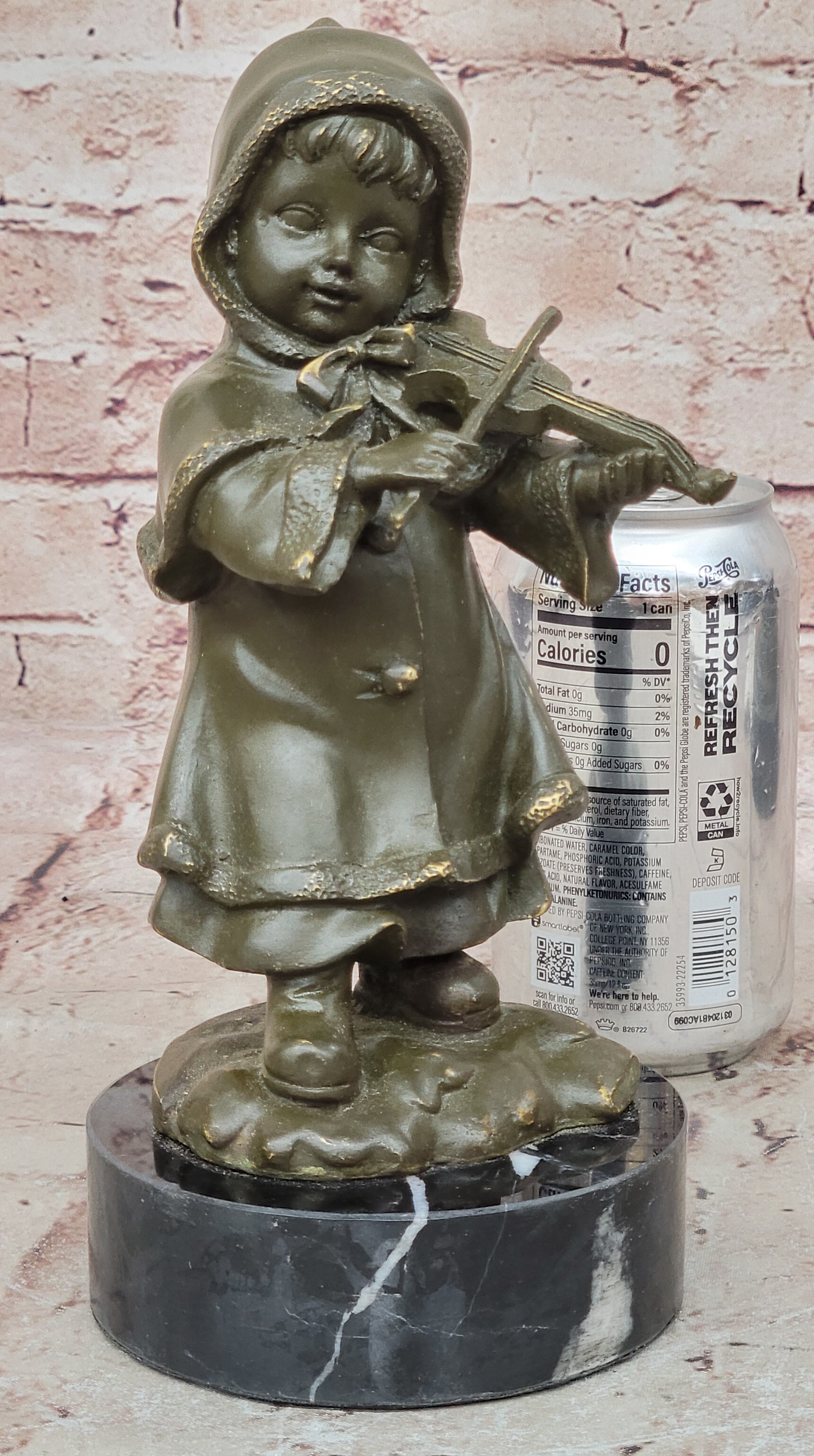 Violin Prodigy Girl Bronze Sculpture Statue Child Musician by Jean Patoue