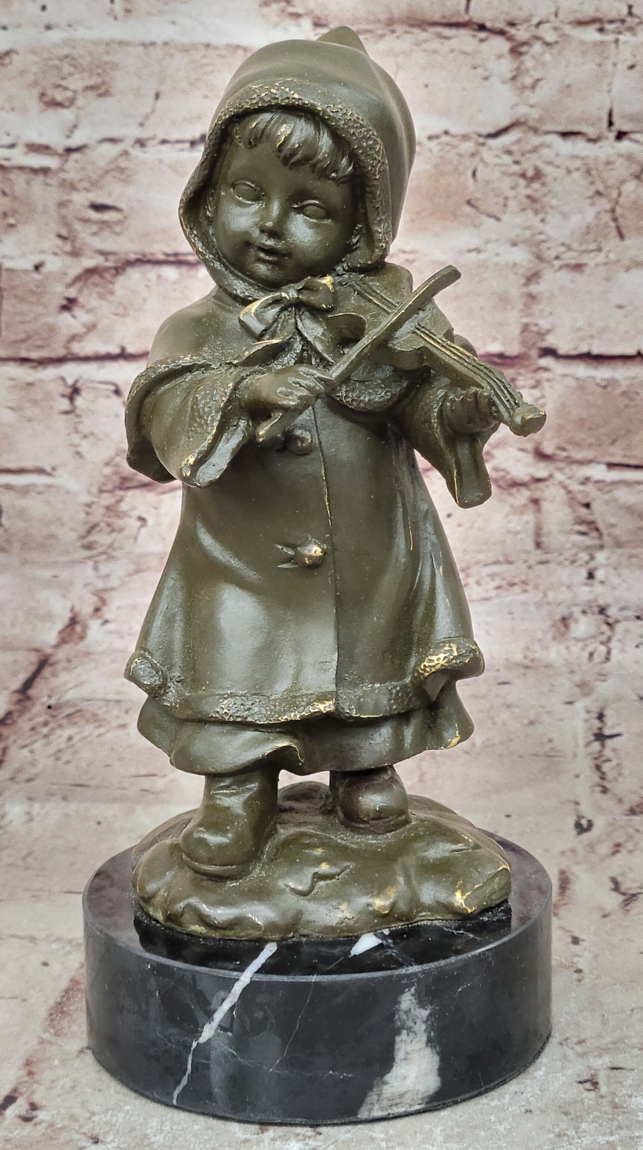 Violin Prodigy Girl Bronze Sculpture Statue Child Musician by Jean Patoue