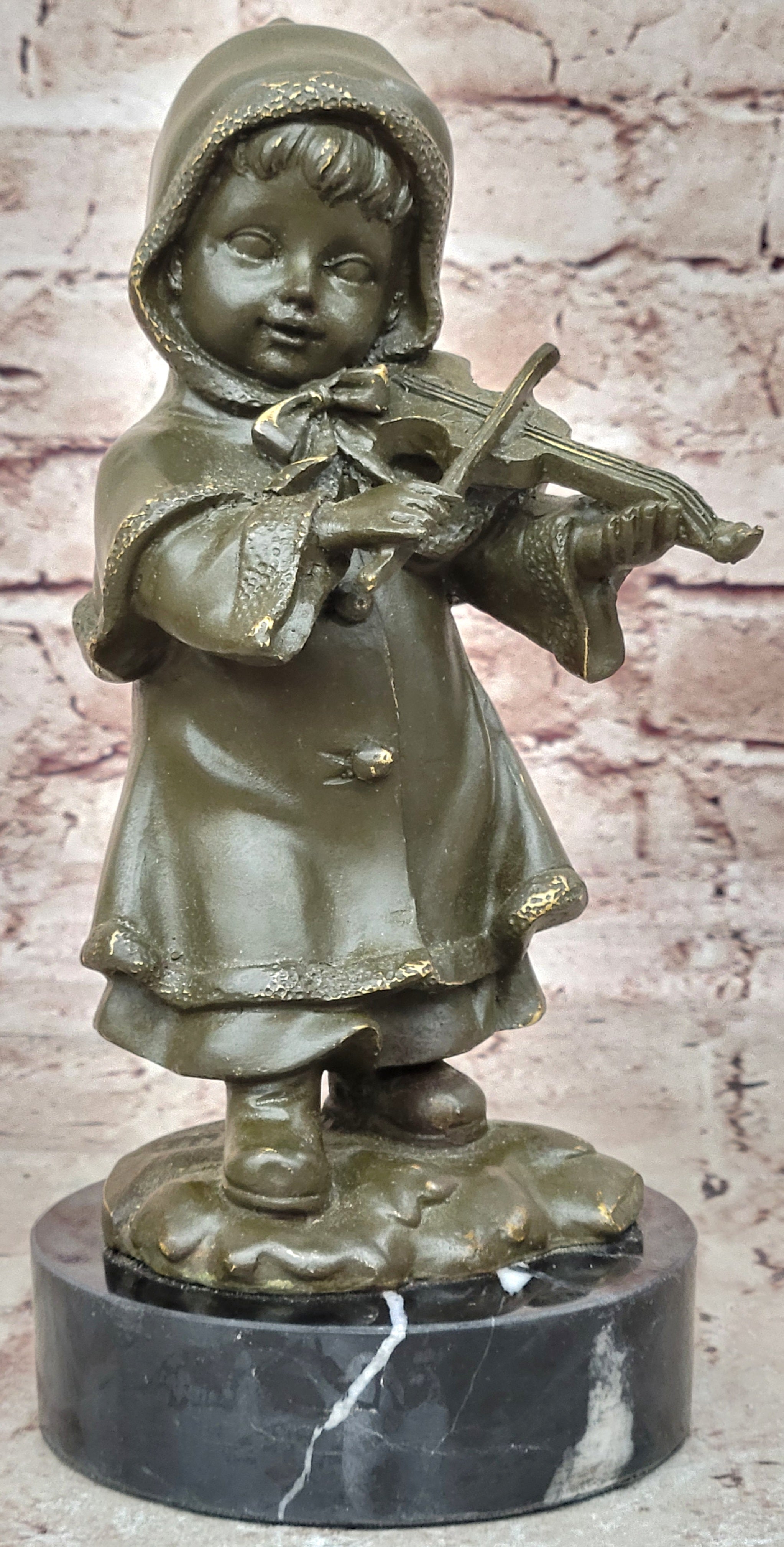 Violin Prodigy Girl Bronze Sculpture Statue Child Musician by Jean Patoue
