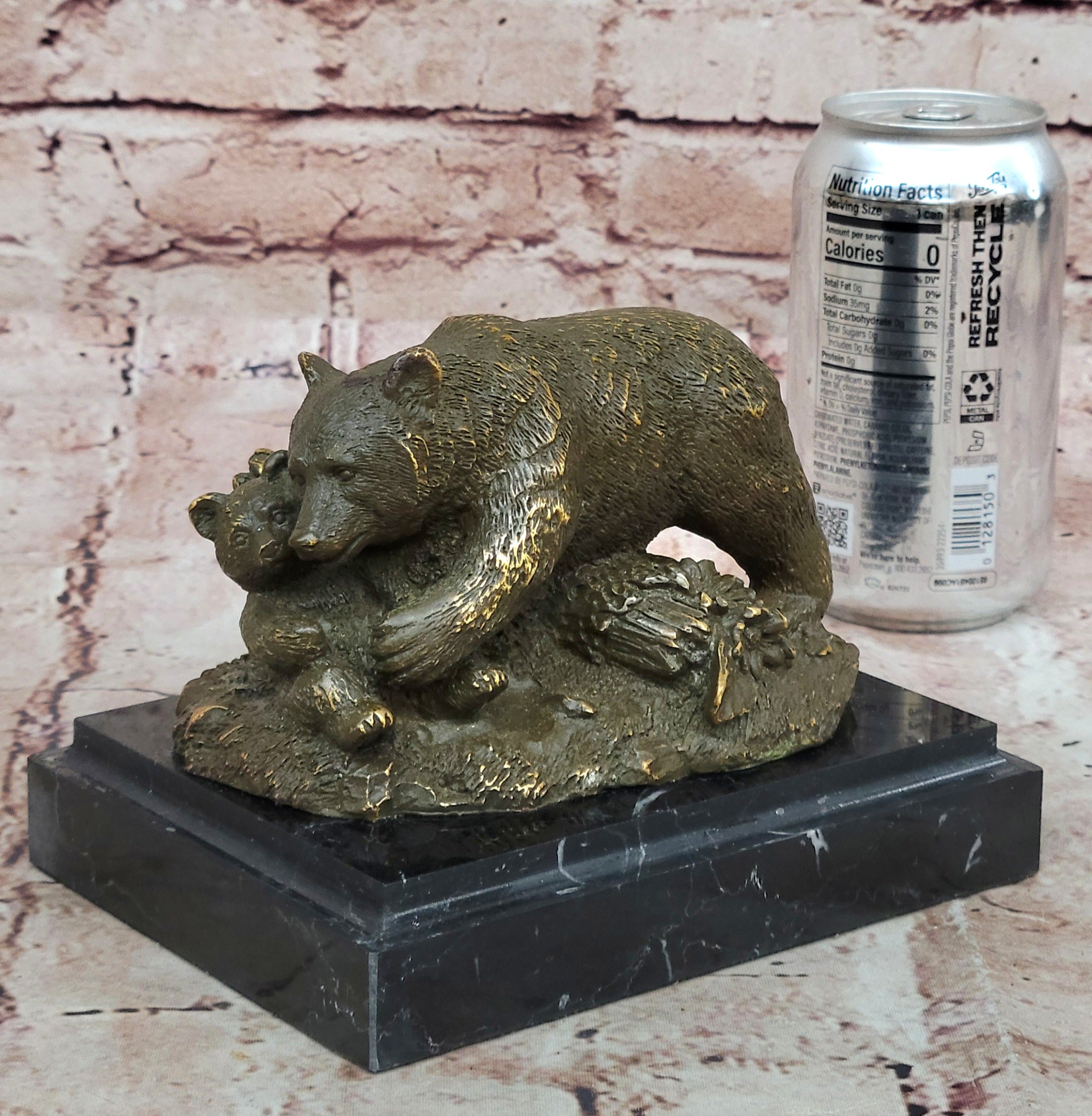 Barye Bronze Sculpture – Bear and Cub Hug Wildlife Statue Hot Cast