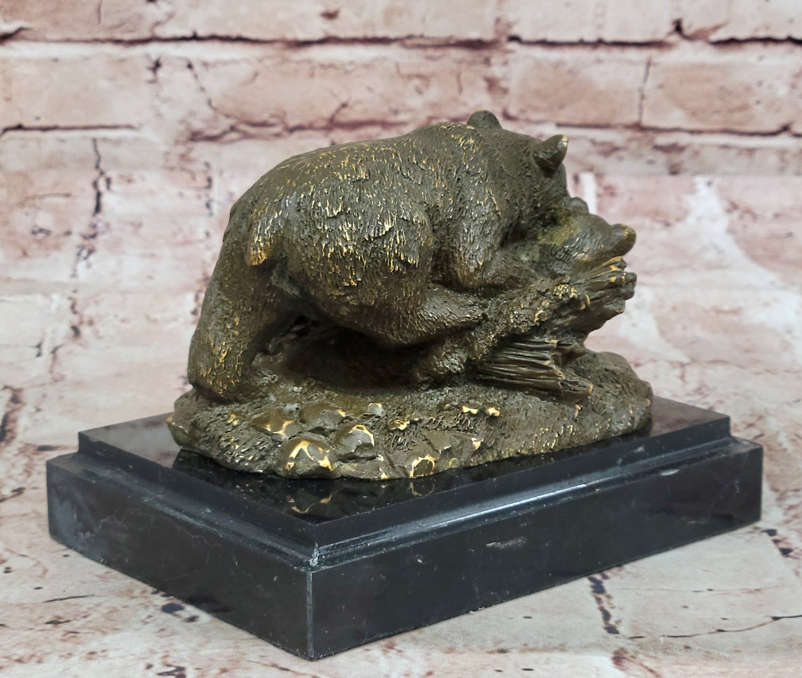 Barye Bronze Sculpture – Bear and Cub Hug Wildlife Statue Hot Cast