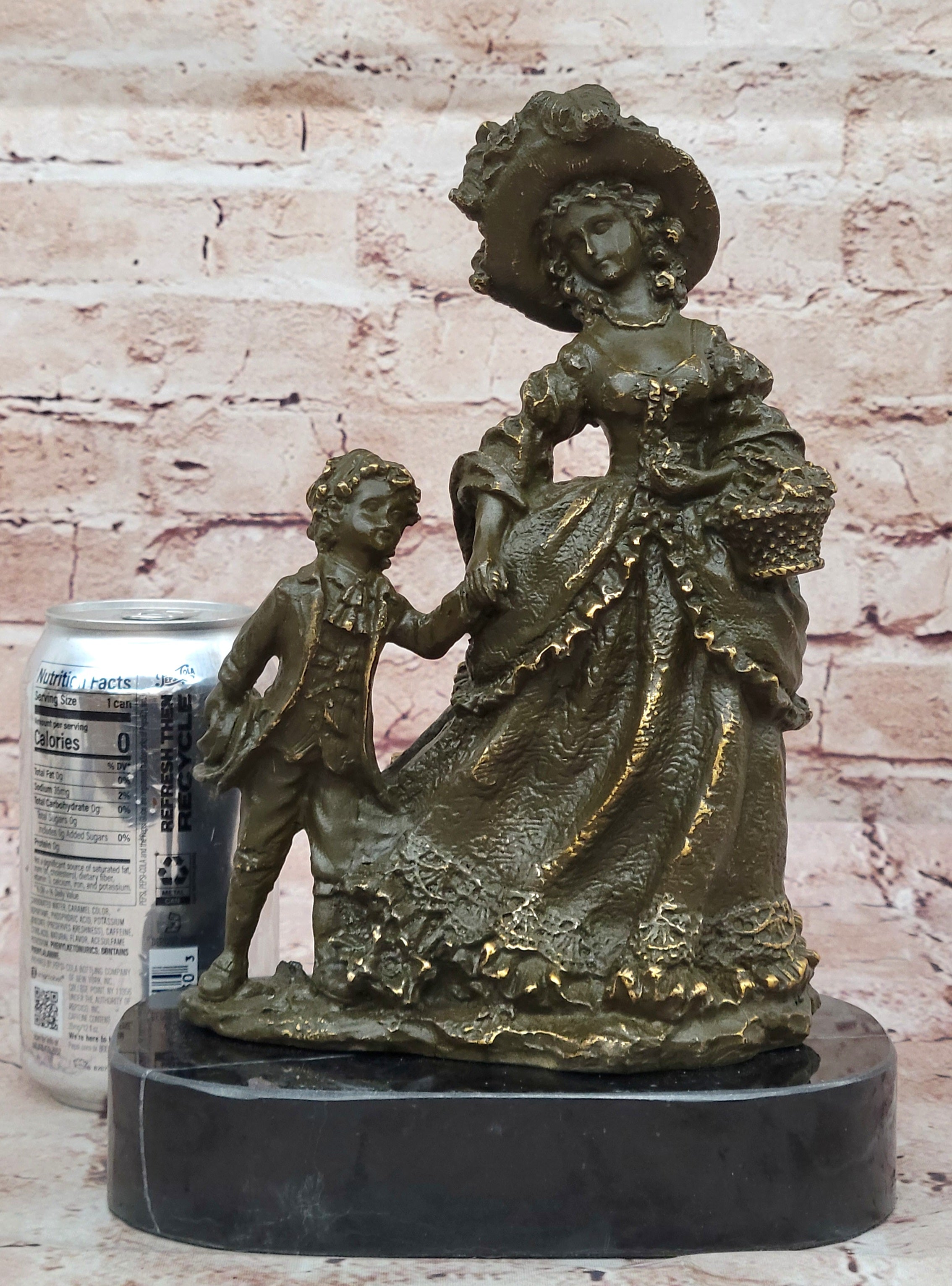 Bronze Sculpture Statue of Victorian Lady with Child by Cesaro Handmade Artwork