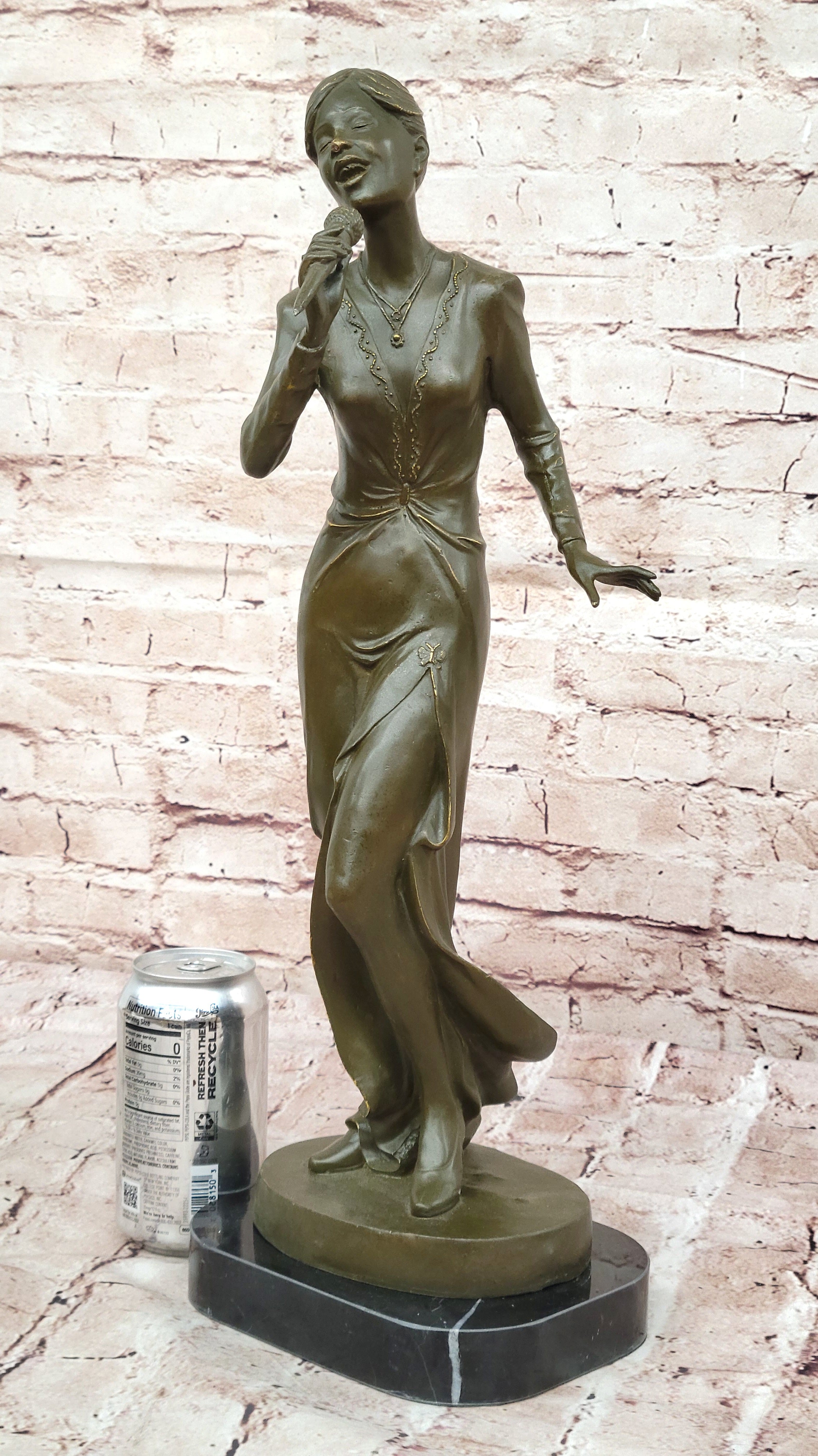 Hot Cast Bronze Jazz Singer Woman Statue Signed Williams Music Lover Home Club Decor
