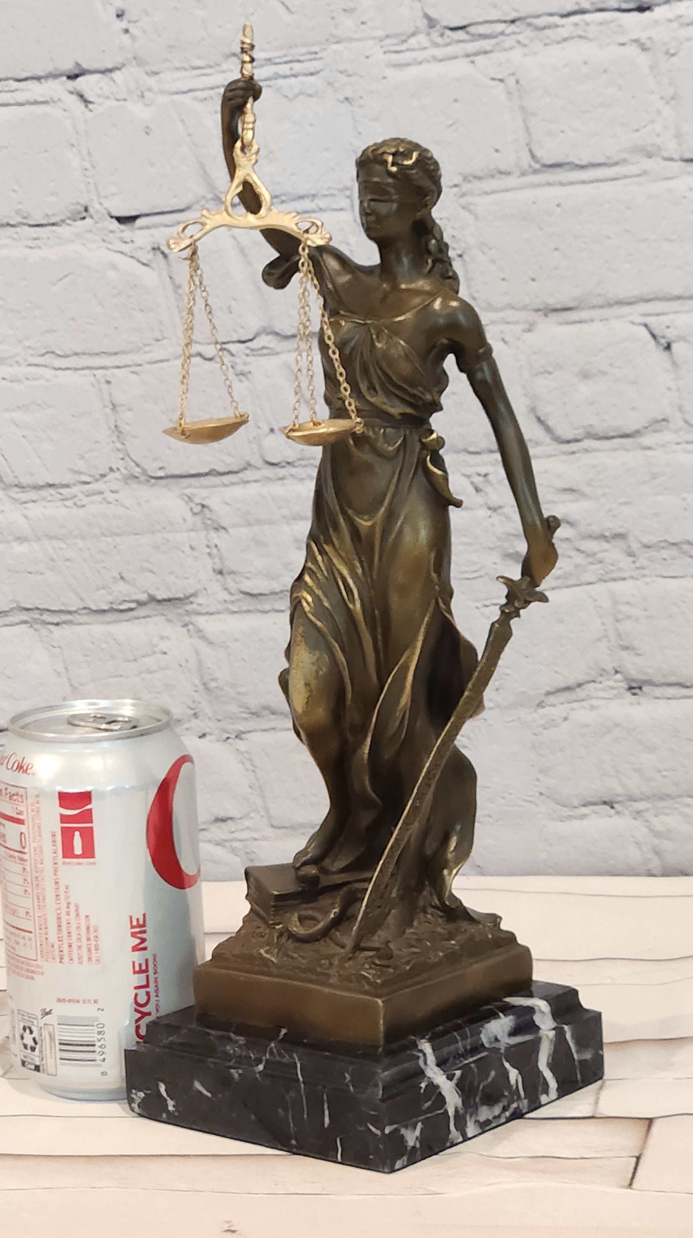 Bronze Justice Statue Lawyer Attorney Office Decor Collectible Artwork Art