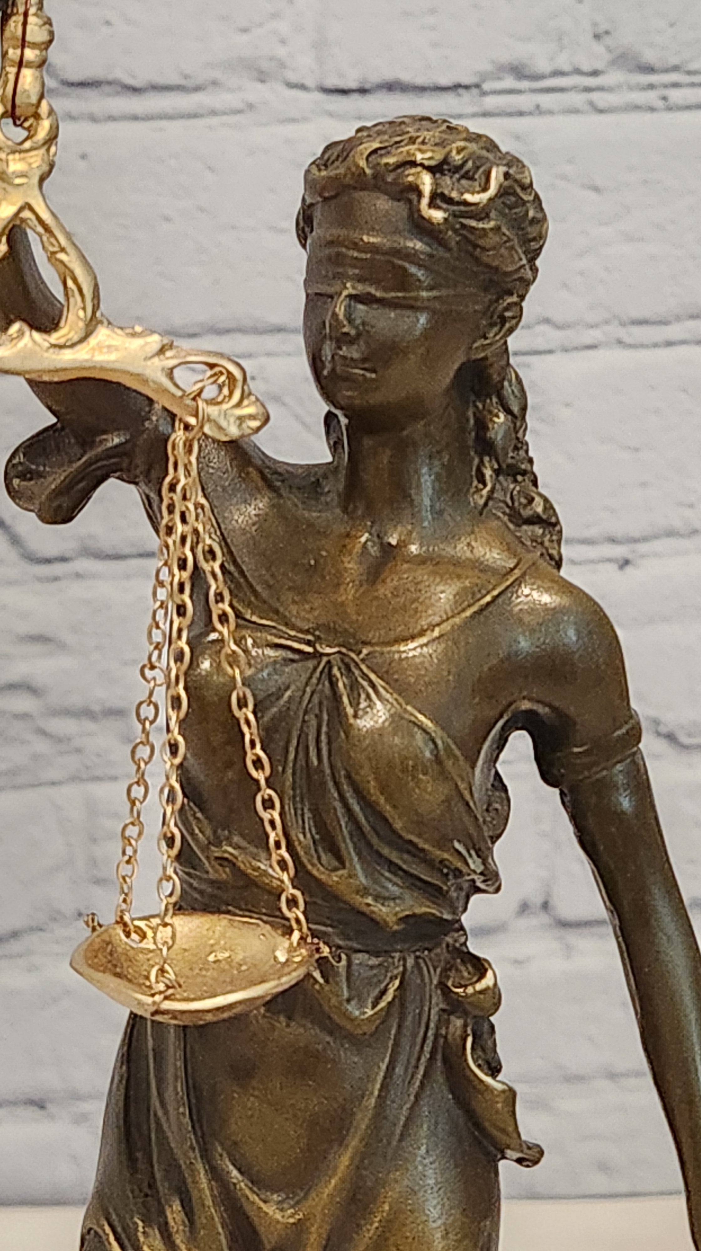 Bronze Justice Statue Lawyer Attorney Office Decor Collectible Artwork Art