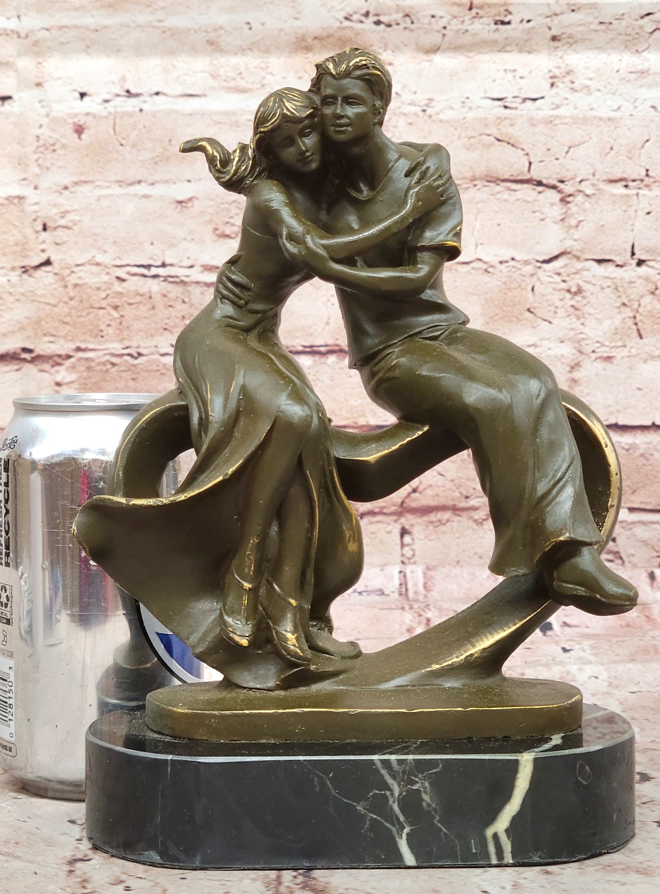 Classical Couple Bronze Statue Sculpture Romantic Art Collectible by Jean Patoue