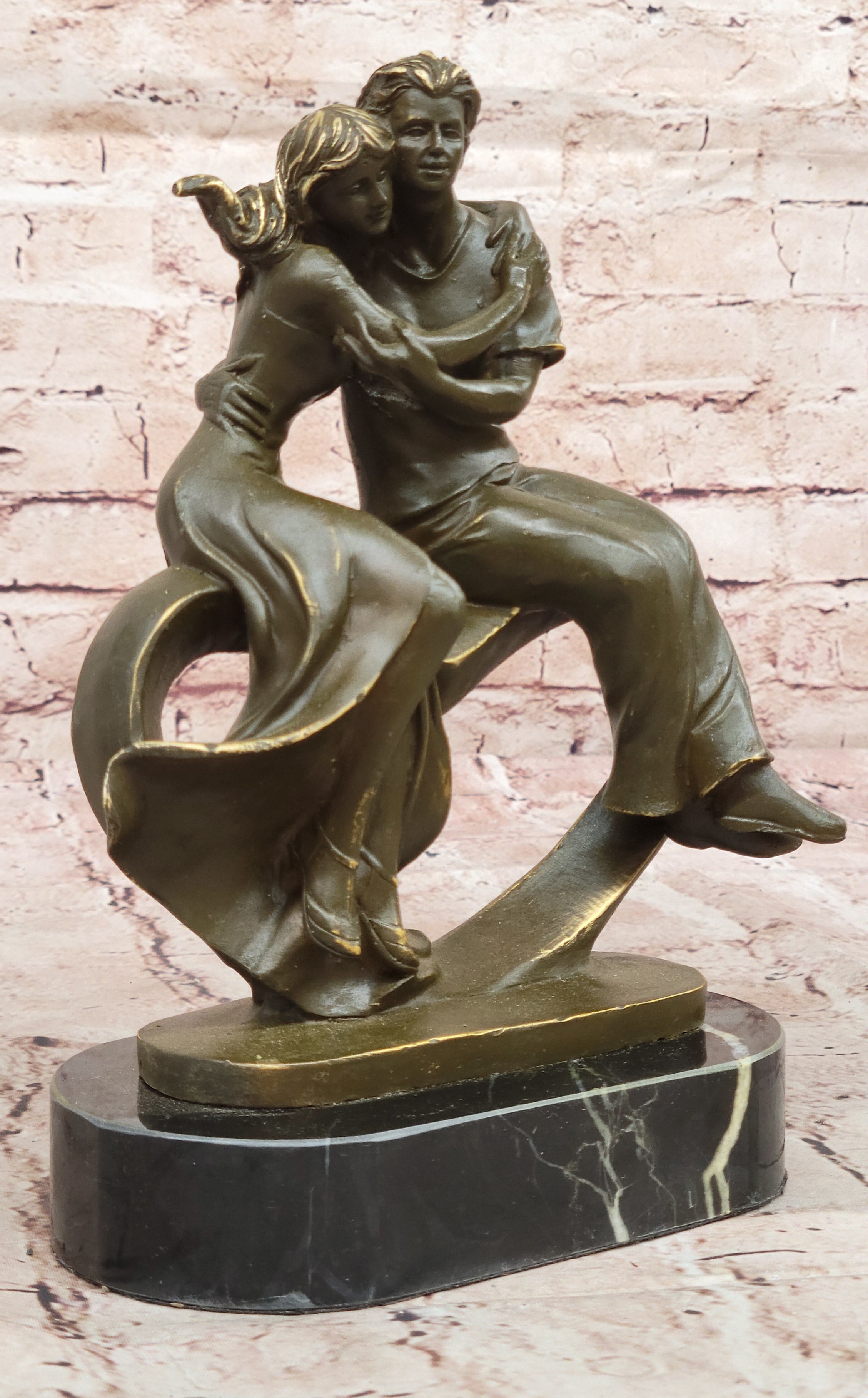 Classical Couple Bronze Statue Sculpture Romantic Art Collectible by Jean Patoue