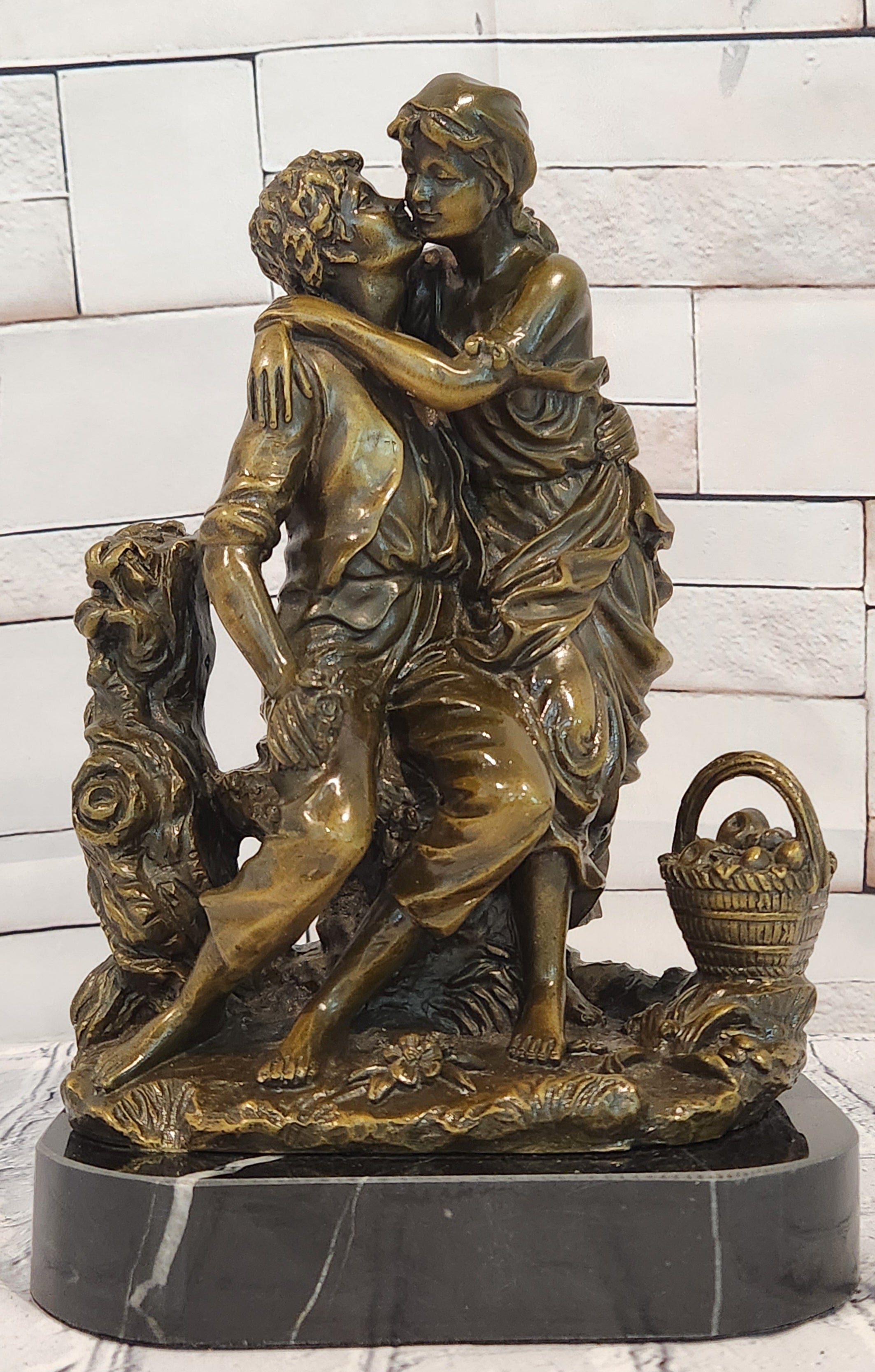 Patoue Bronze Lovers Embrace Sculpture Romantic Art Nouveau Museum Quality Figurine