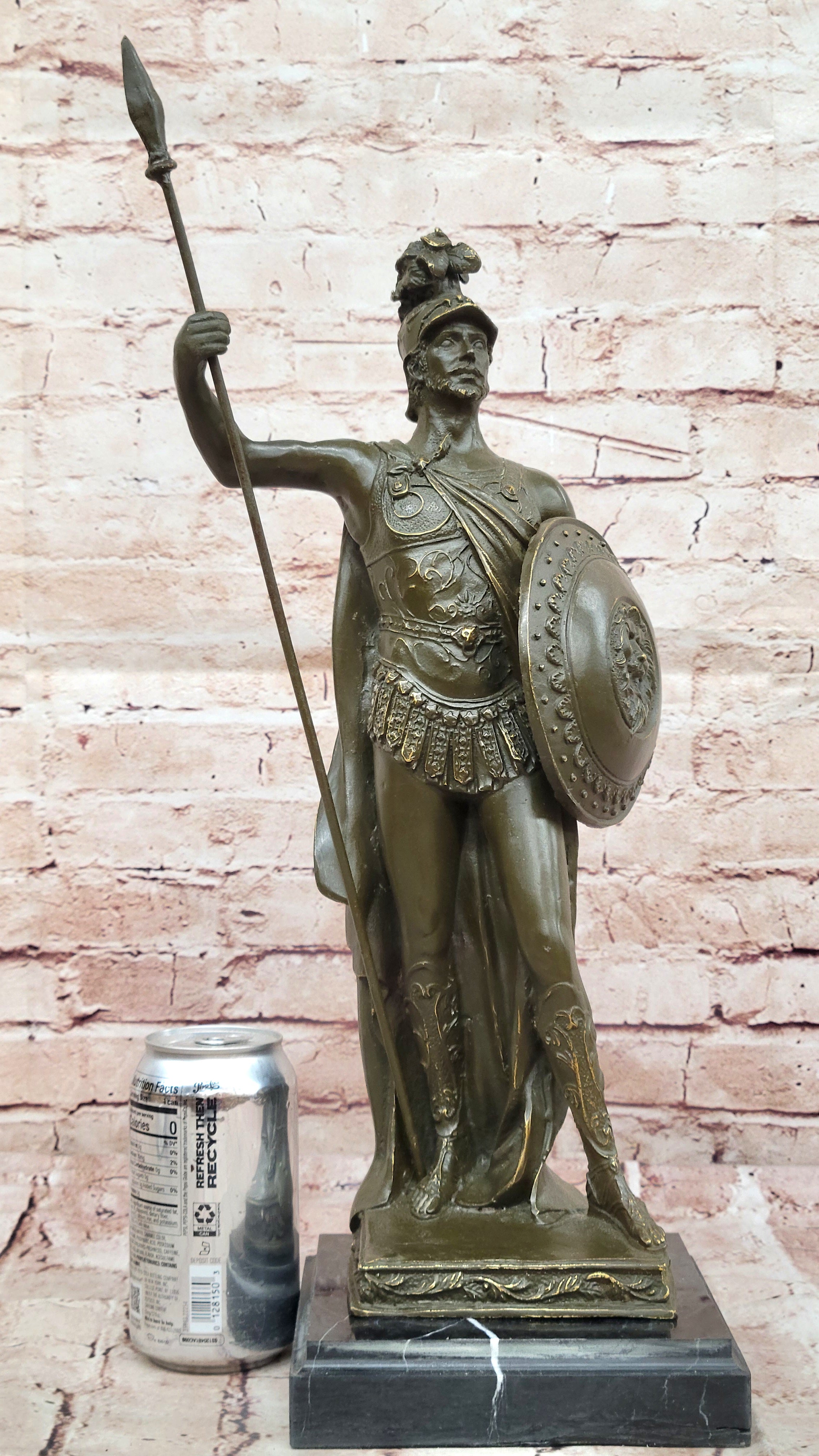 Roman Legionnaire Javelin and Shield Bronze Statue Hand Made by Drout Museum Quality