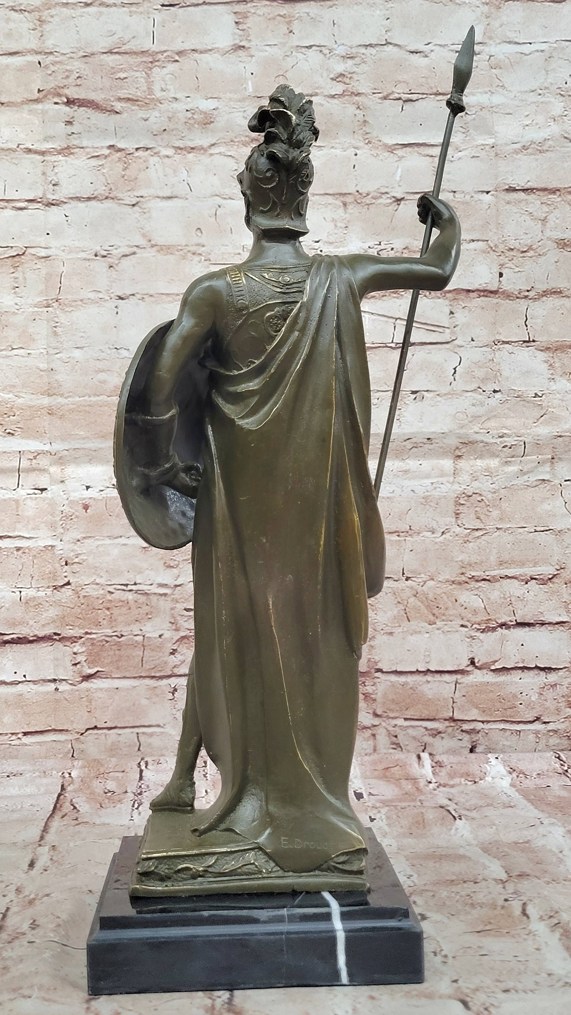 Roman Legionnaire Javelin and Shield Bronze Statue Hand Made by Drout Museum Quality