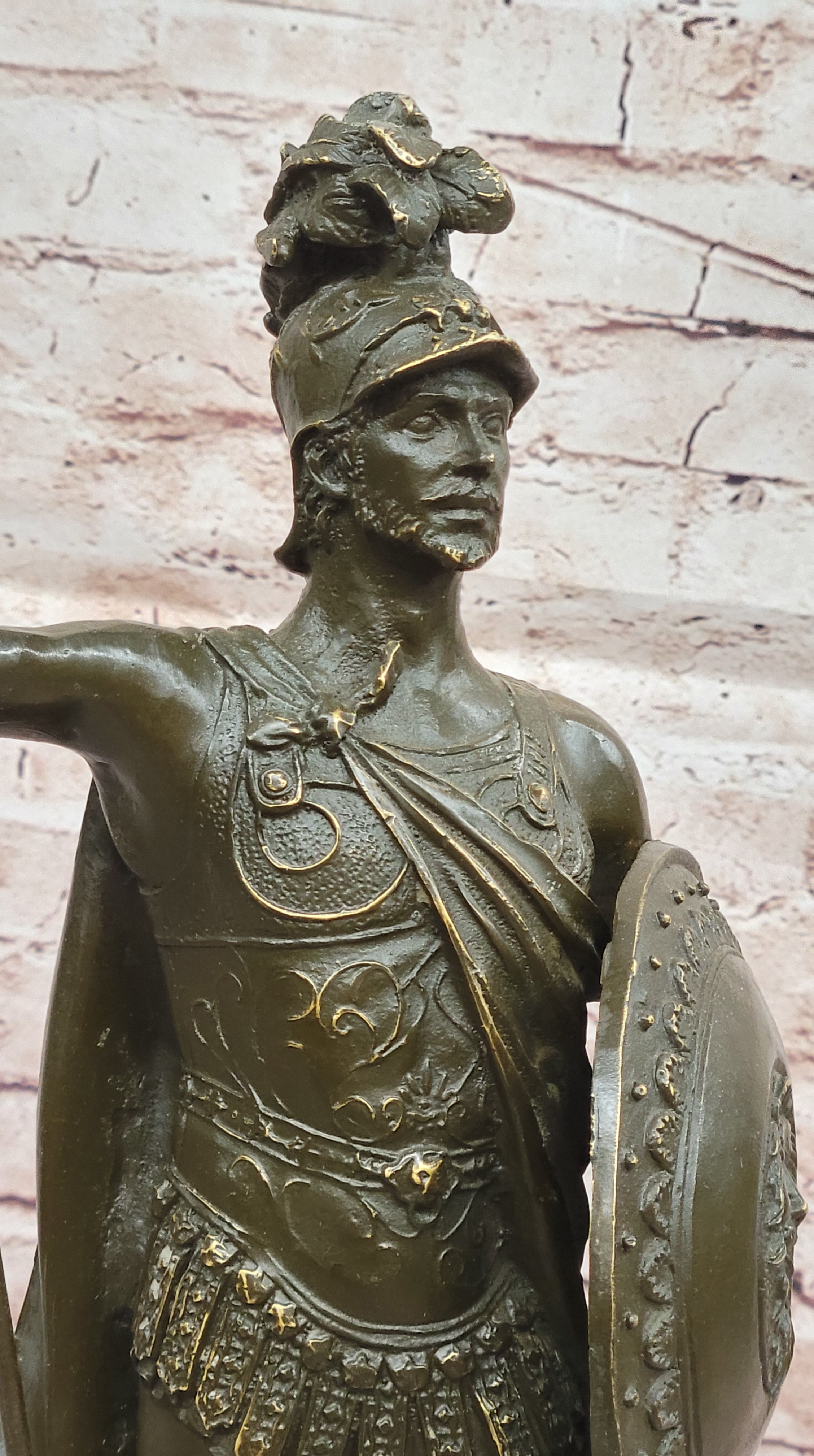 Roman Legionnaire Javelin and Shield Bronze Statue Hand Made by Drout Museum Quality
