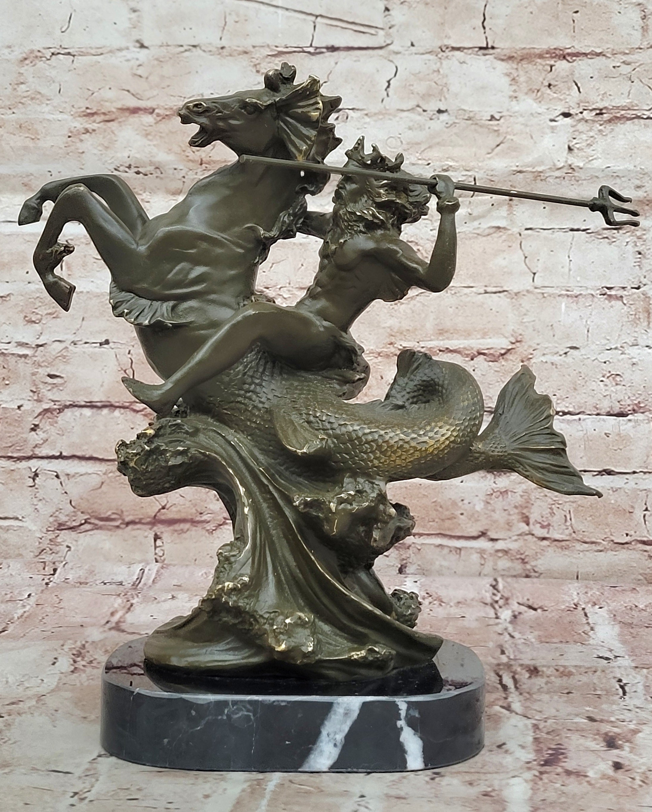 Handmade Bronze Sculpture Statue Neptune God of the Seas Mavchi Artwork