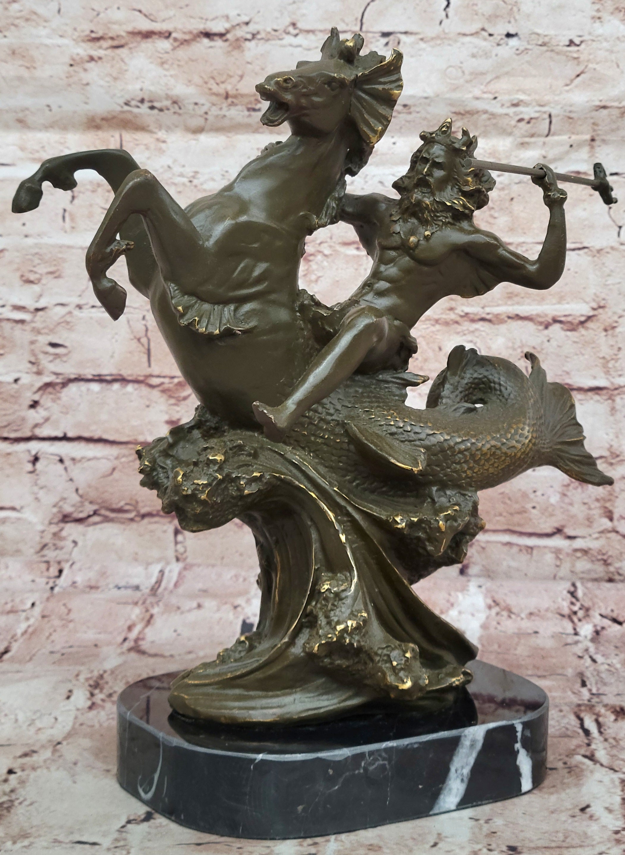 Handmade Bronze Sculpture Statue Neptune God of the Seas Mavchi Artwork