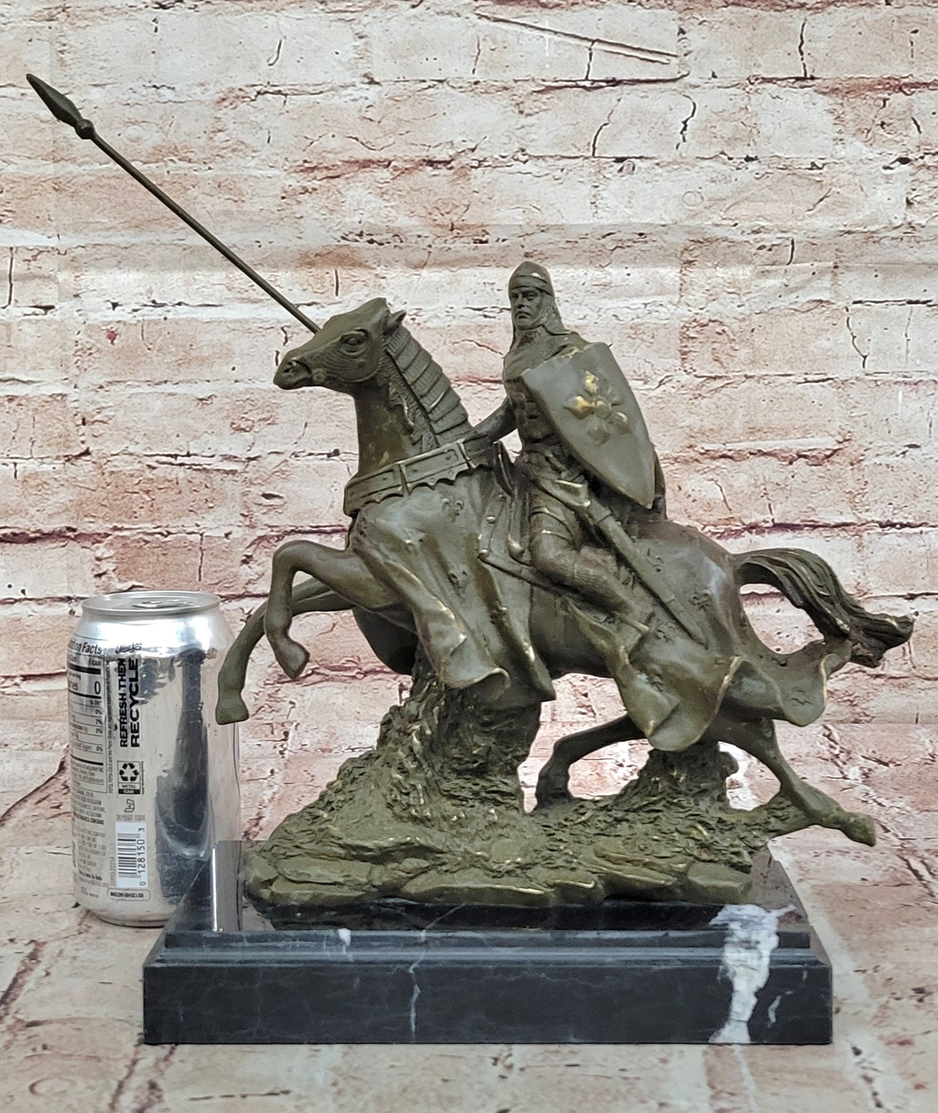 Handcrafted Bronze Knight Warrior on Horse Statue Sculpture Signed Kamiko Figurine