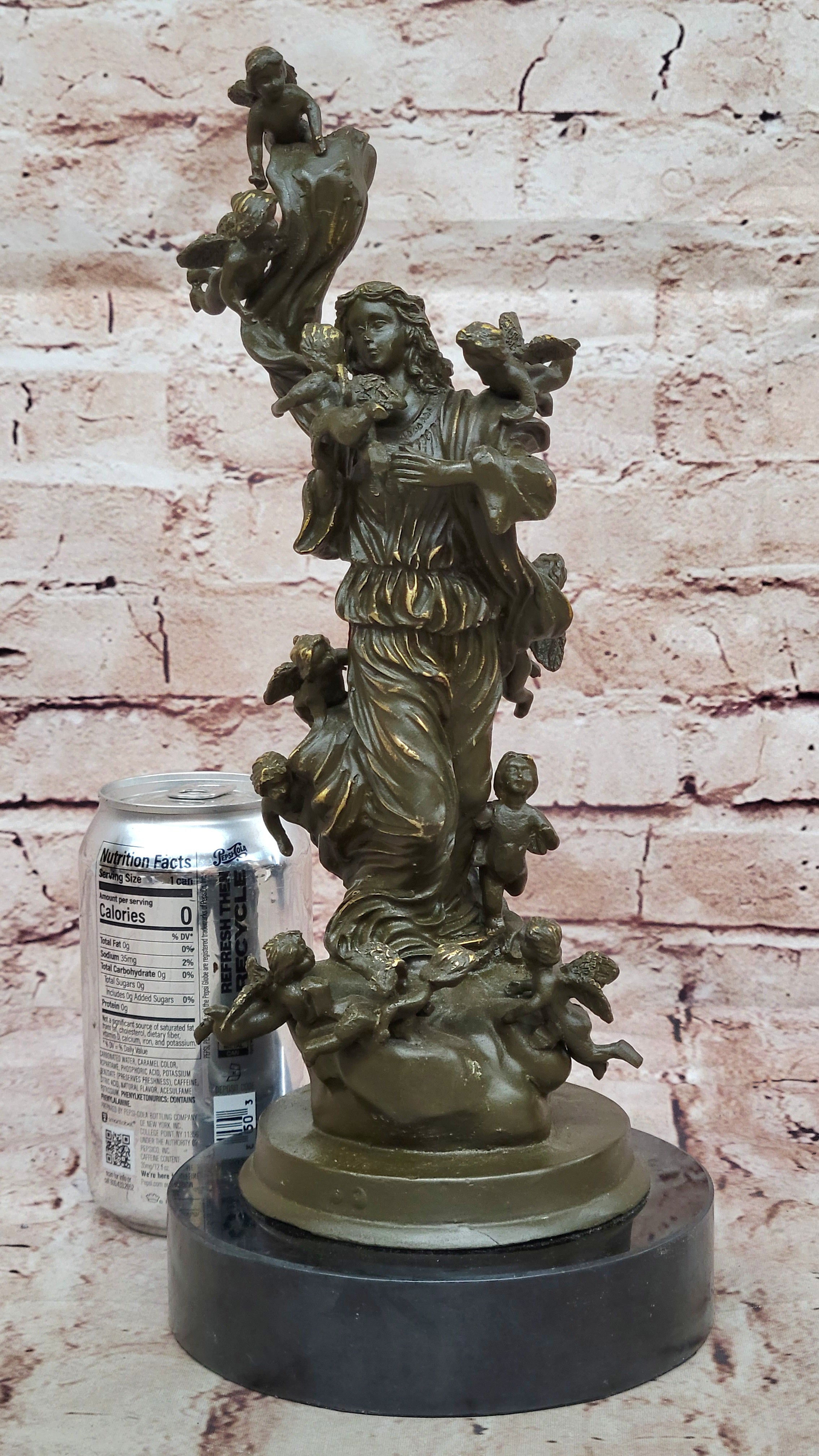 Signed Mavchi Bronze Sculpture Statue of Mother and Infant Putti Collectible Artwork