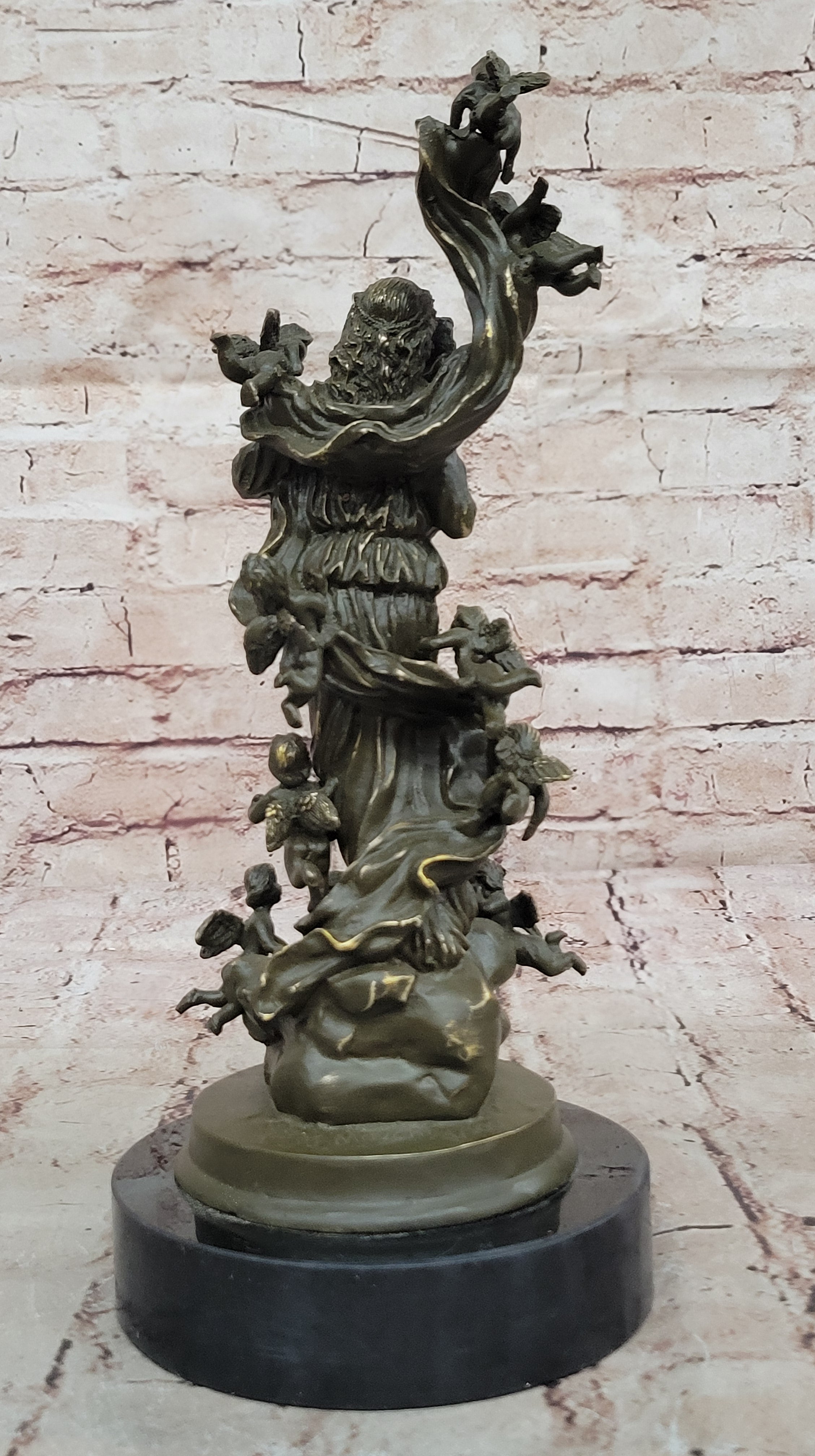 Signed Mavchi Bronze Sculpture Statue of Mother and Infant Putti Collectible Artwork