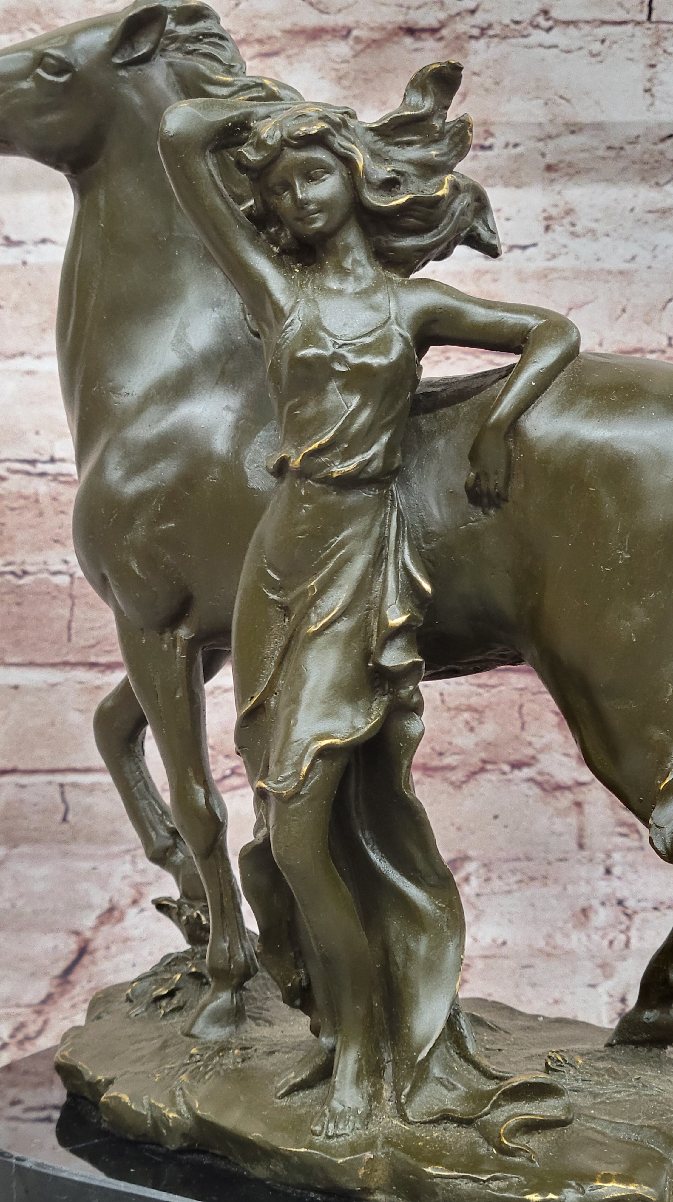 Elegant Woman and Horse Bronze Sculpture Statue Signed Limited Edition Milo Art