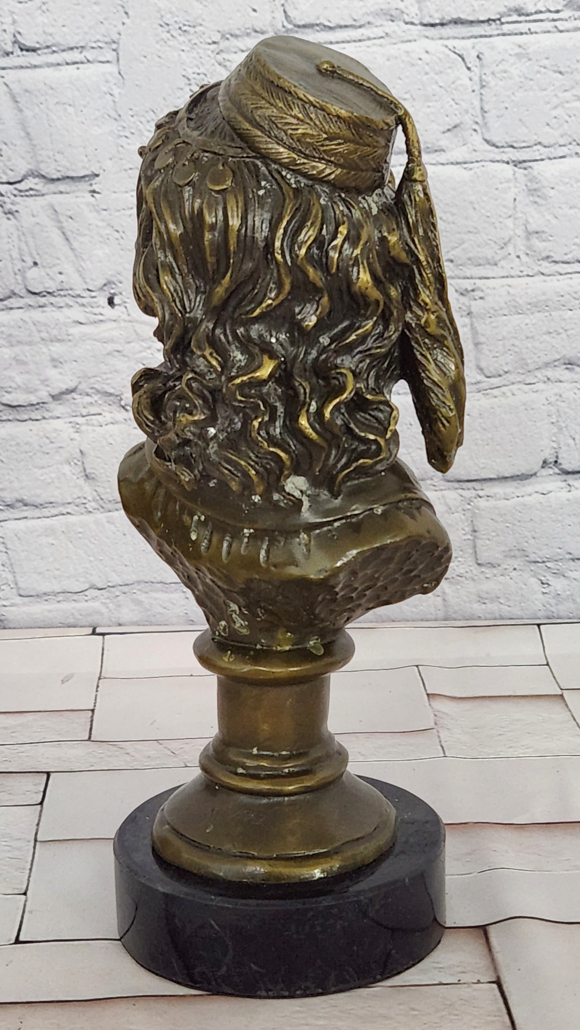 Signed M. Lopez Bronze Bust Sculpture Smiling Lady Art Deco Collectible Statue