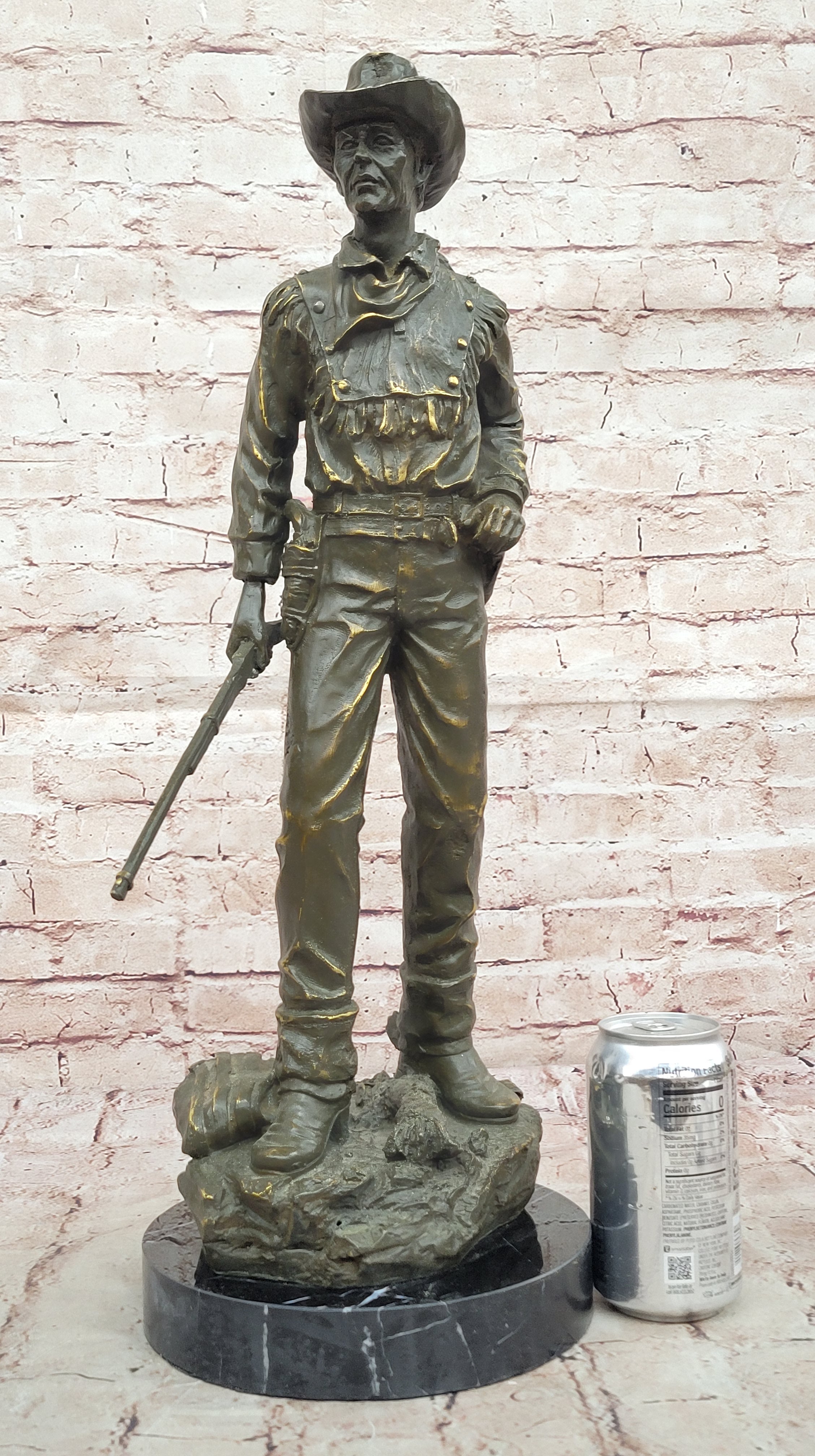 Large Cowboy Bronze Sculpture by M.F. Lopez Western Gunman Statue Classic Artwork