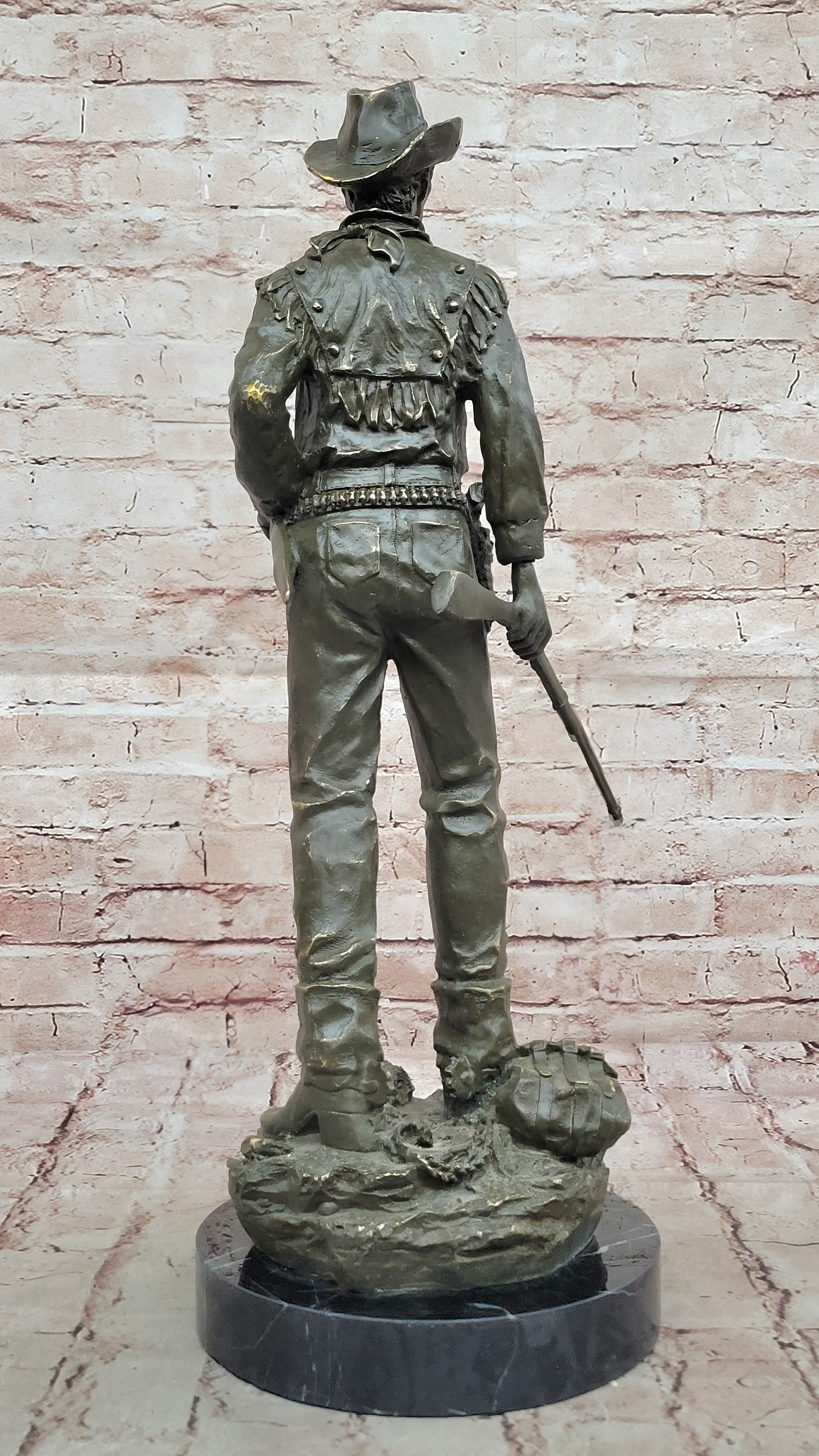 Large Cowboy Bronze Sculpture by M.F. Lopez Western Gunman Statue Classic Artwork