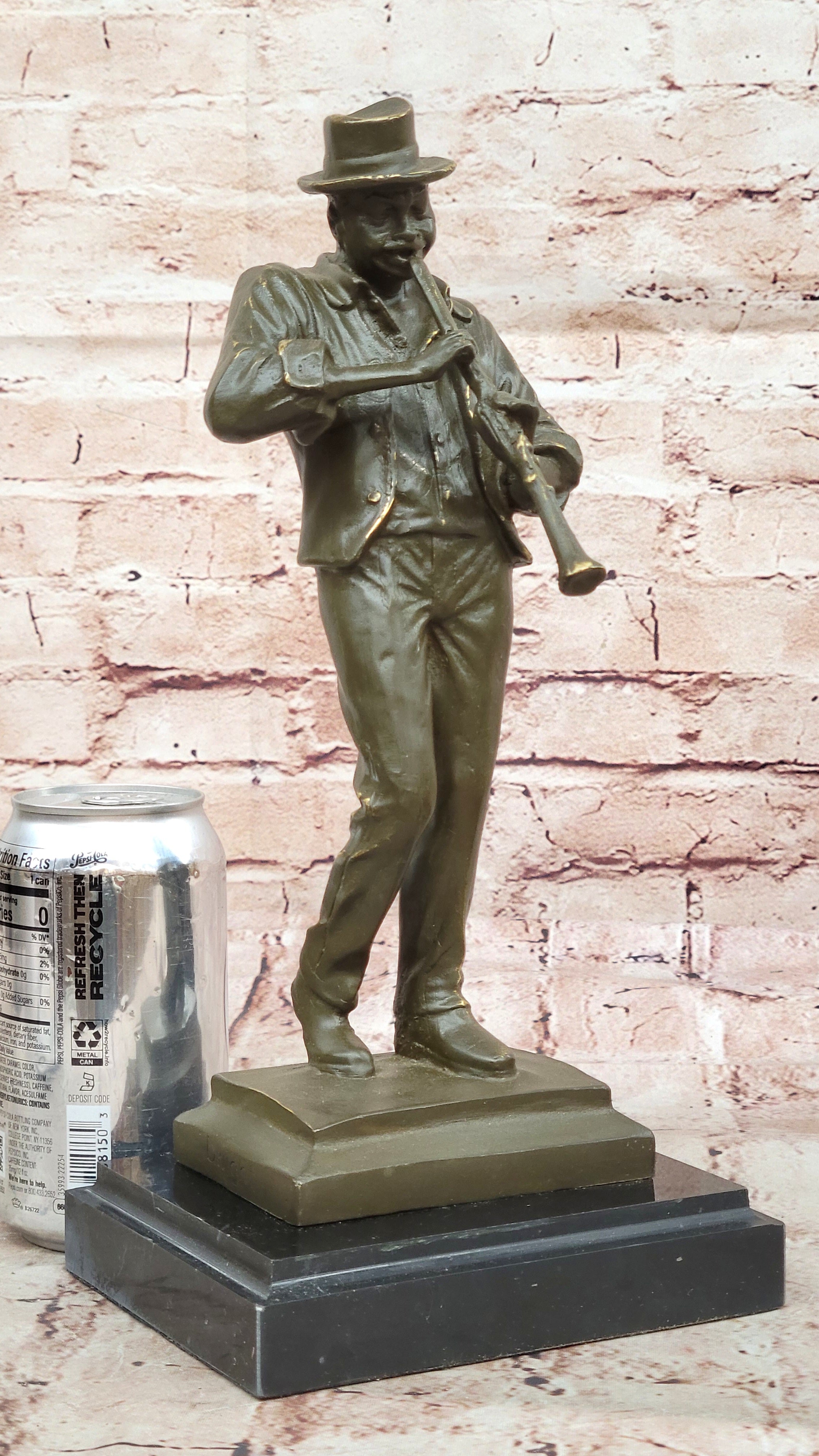 Classic Bronze Sculpture Statue of Clarinetist Jazz Music Figurine Home Decoration