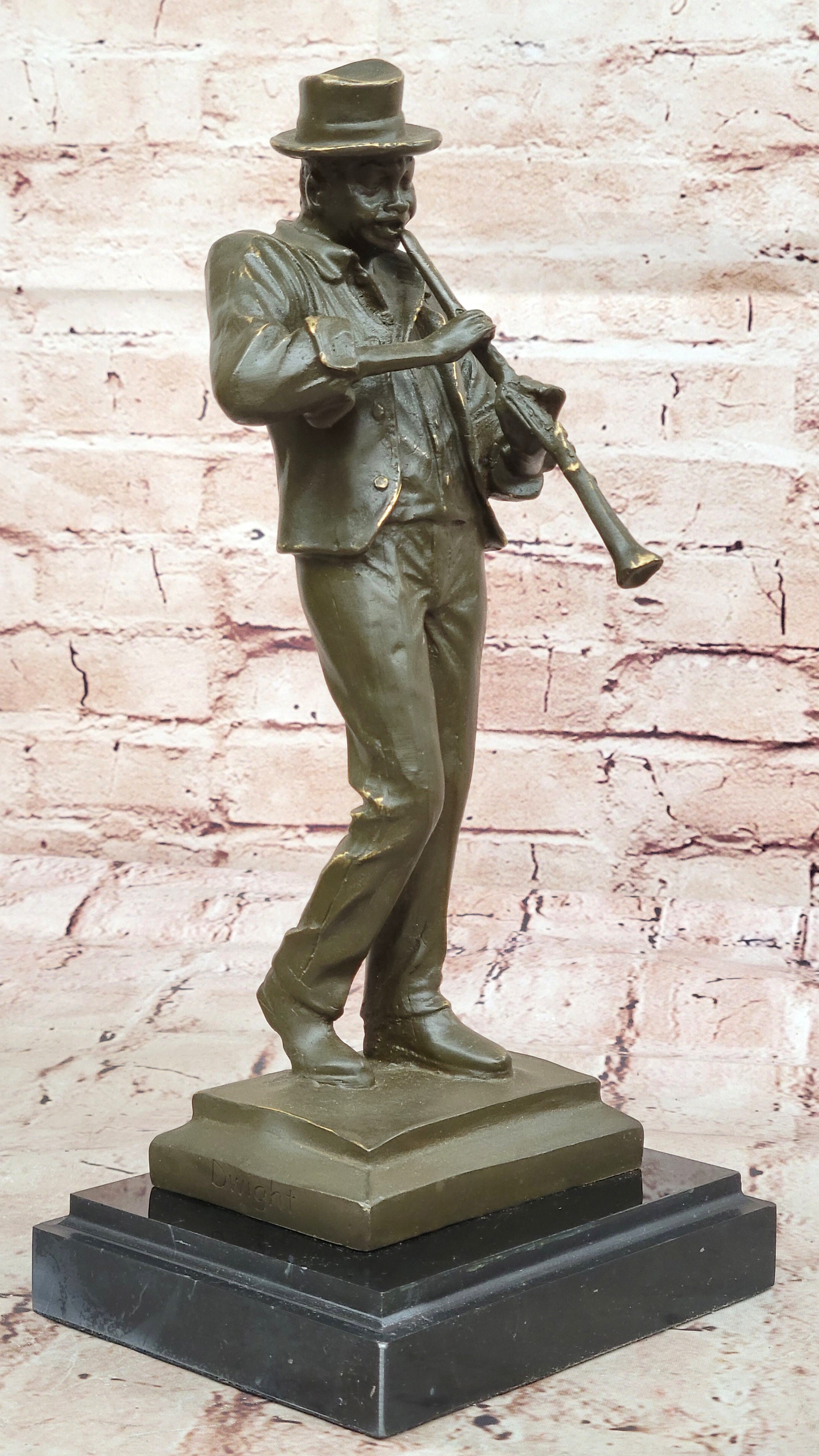 Classic Bronze Sculpture Statue of Clarinetist Jazz Music Figurine Home Decoration