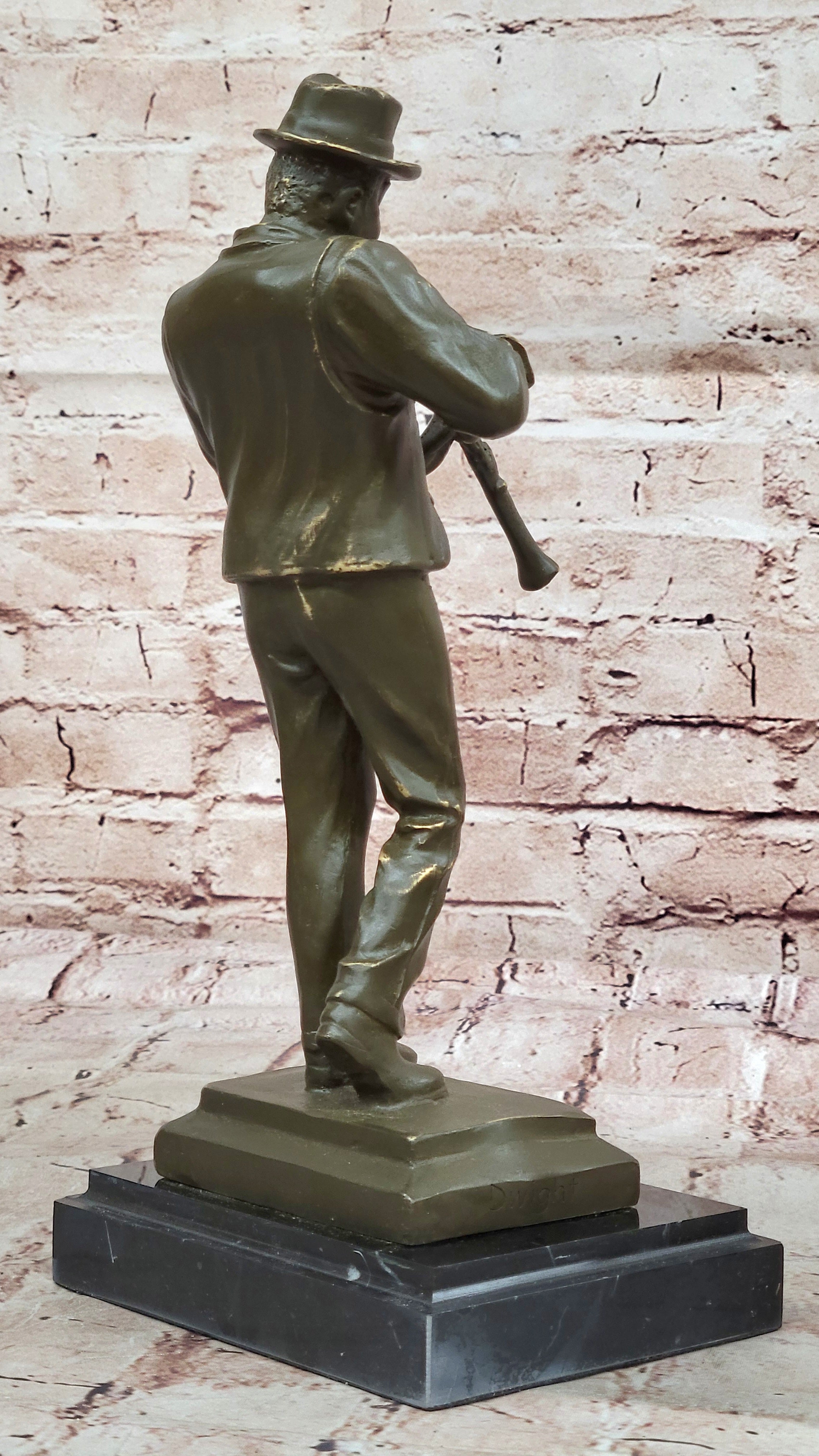 Classic Bronze Sculpture Statue of Clarinetist Jazz Music Figurine Home Decoration