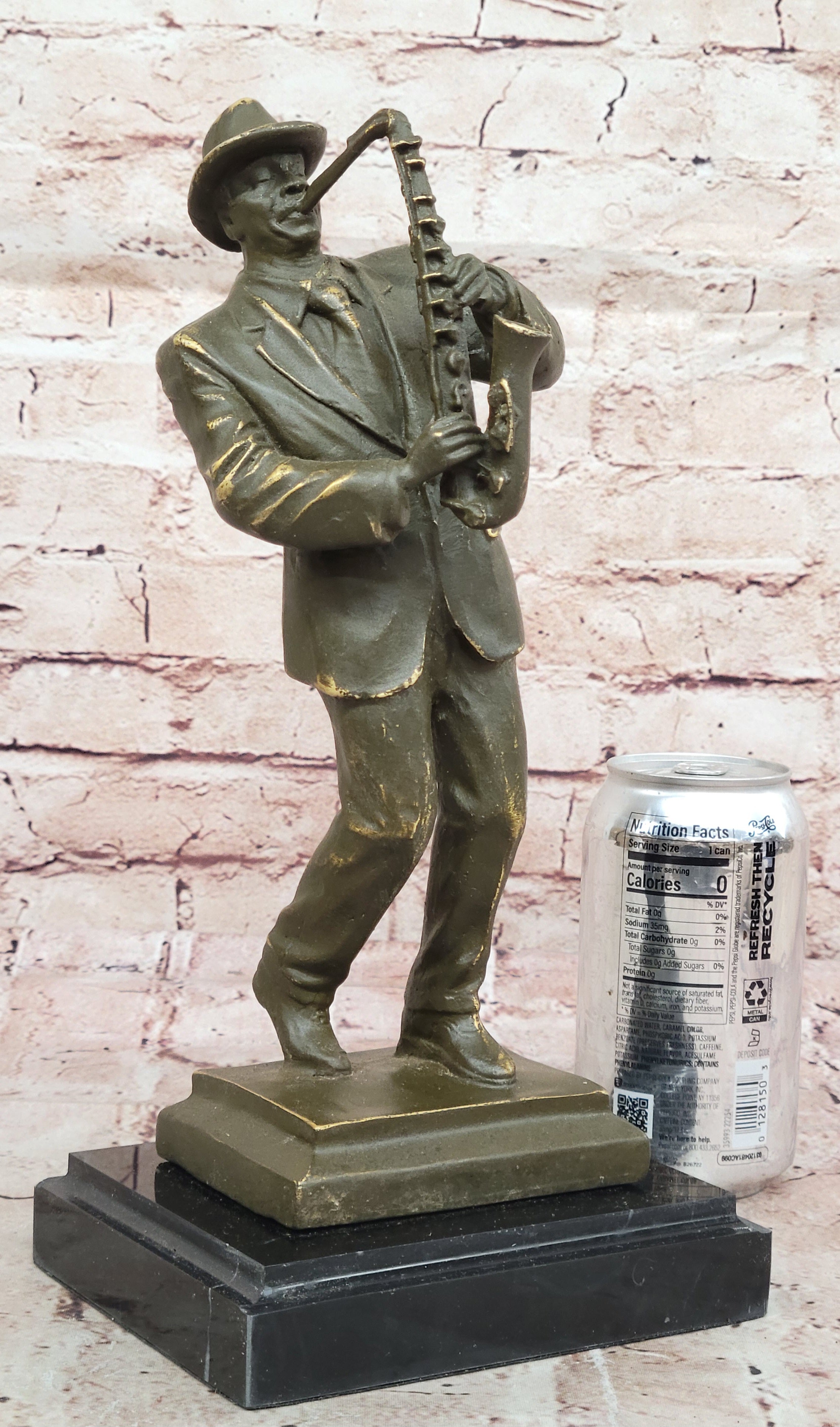 Jazz Club Style Sax Player Bronze Sculpture Figurine Signed Williams Music Lover Gift