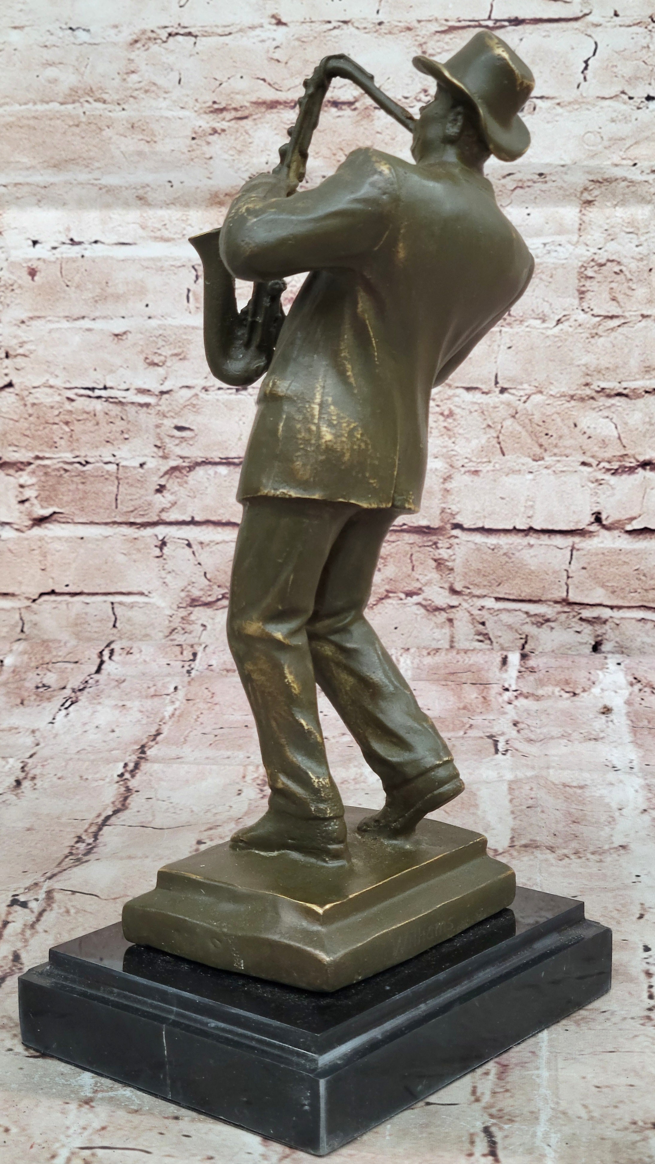 Jazz Club Style Sax Player Bronze Sculpture Figurine Signed Williams Music Lover Gift