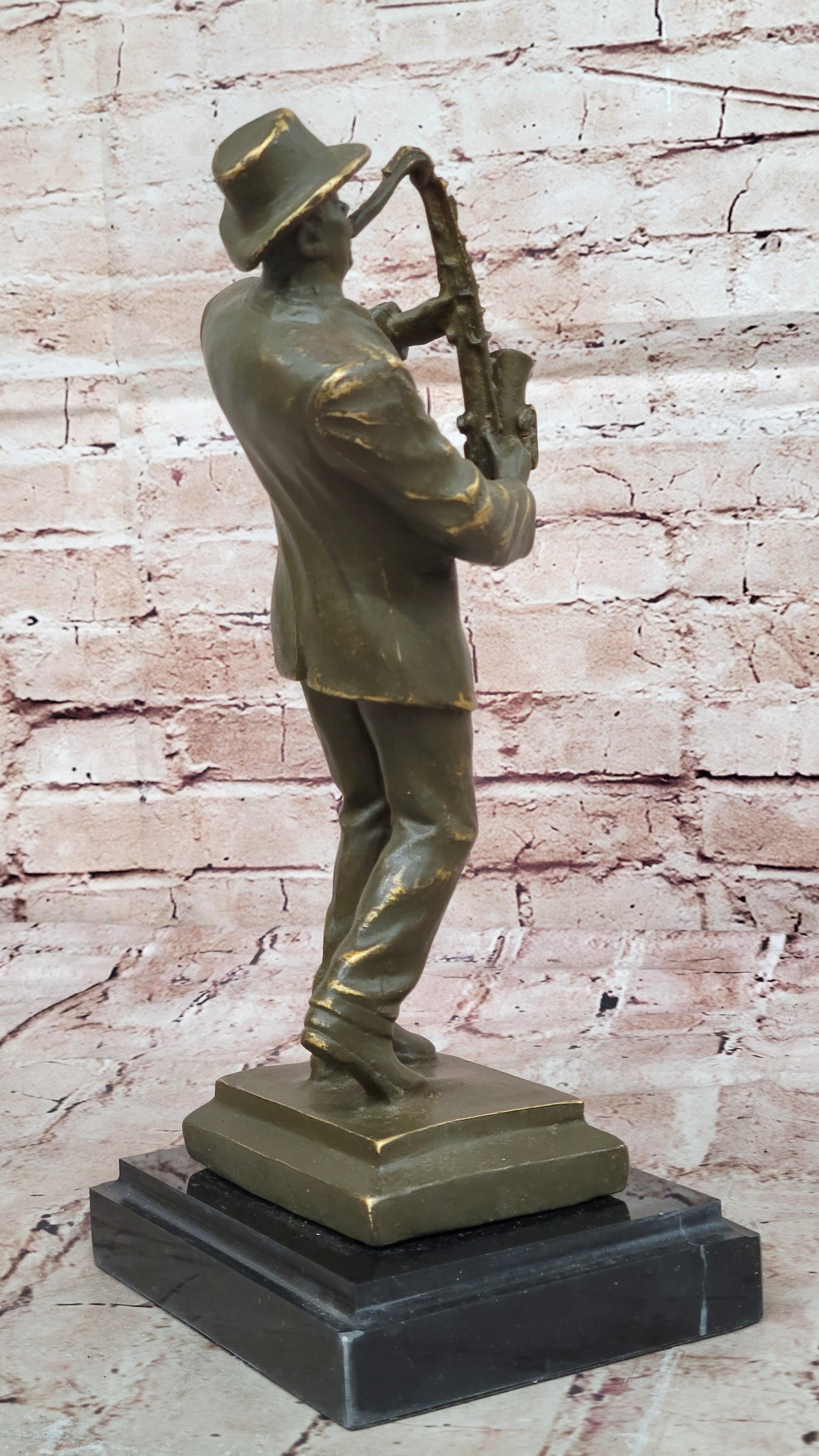 Jazz Club Style Sax Player Bronze Sculpture Figurine Signed Williams Music Lover Gift