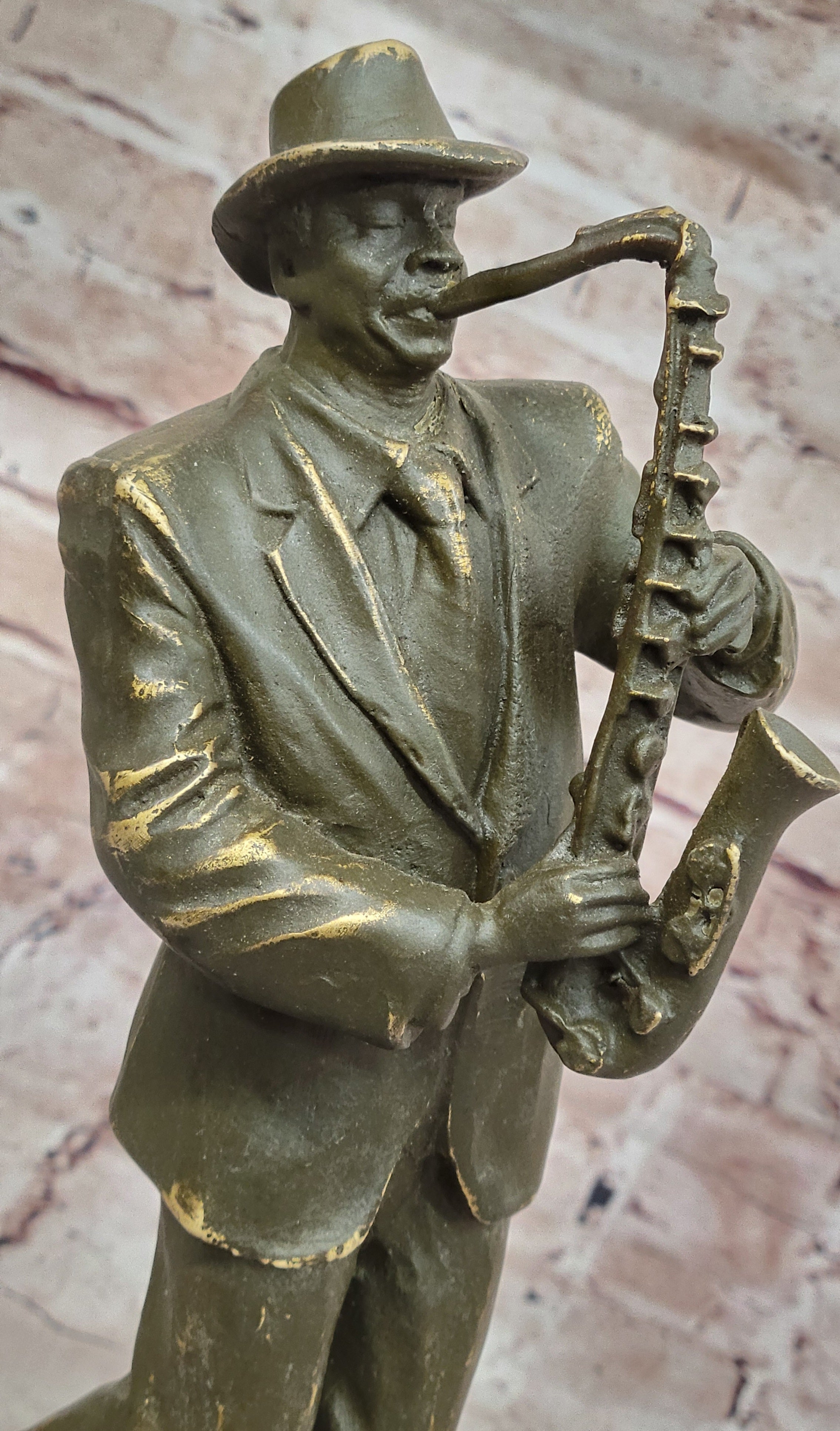 Jazz Club Style Sax Player Bronze Sculpture Figurine Signed Williams Music Lover Gift