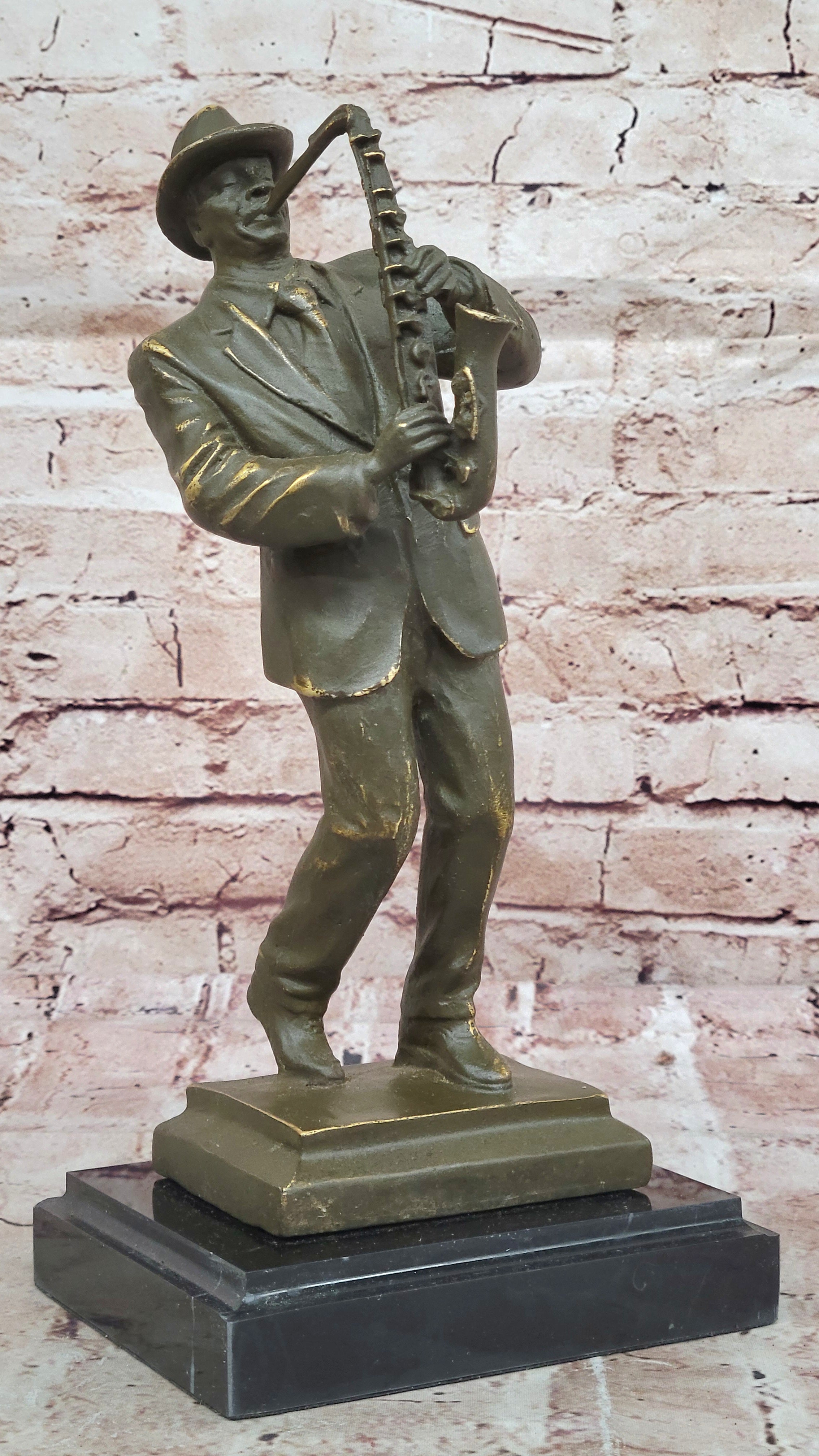 Jazz Club Style Sax Player Bronze Sculpture Figurine Signed Williams Music Lover Gift