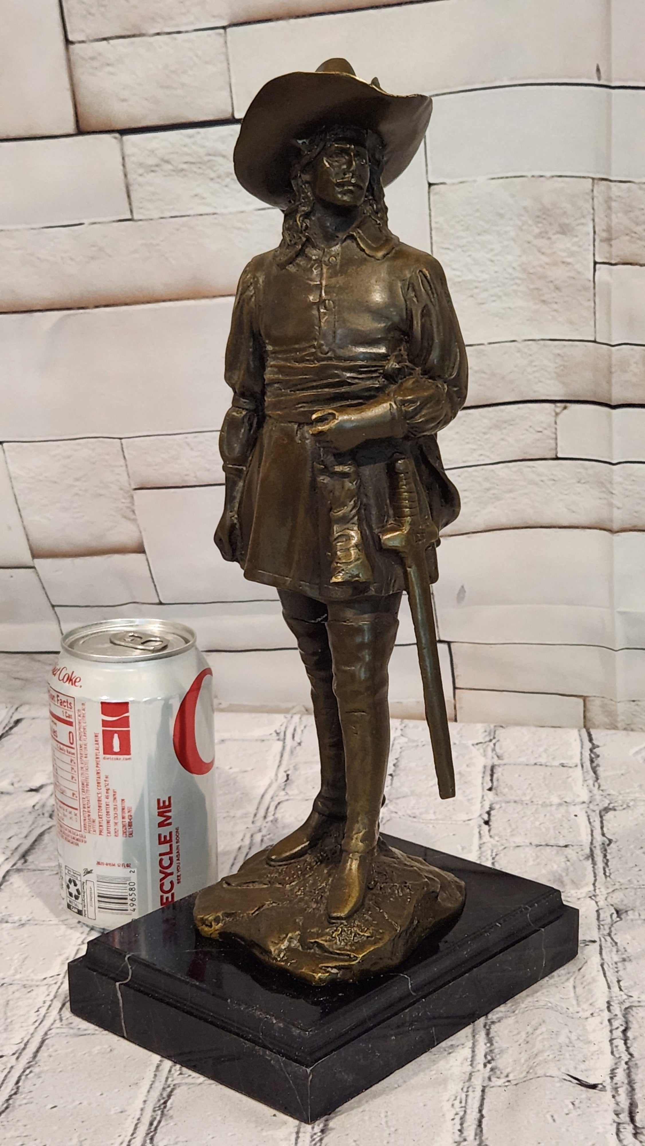 Signed M. Lopez Bronze Musketeer Statue Sword Cavalier Collectible Artwork