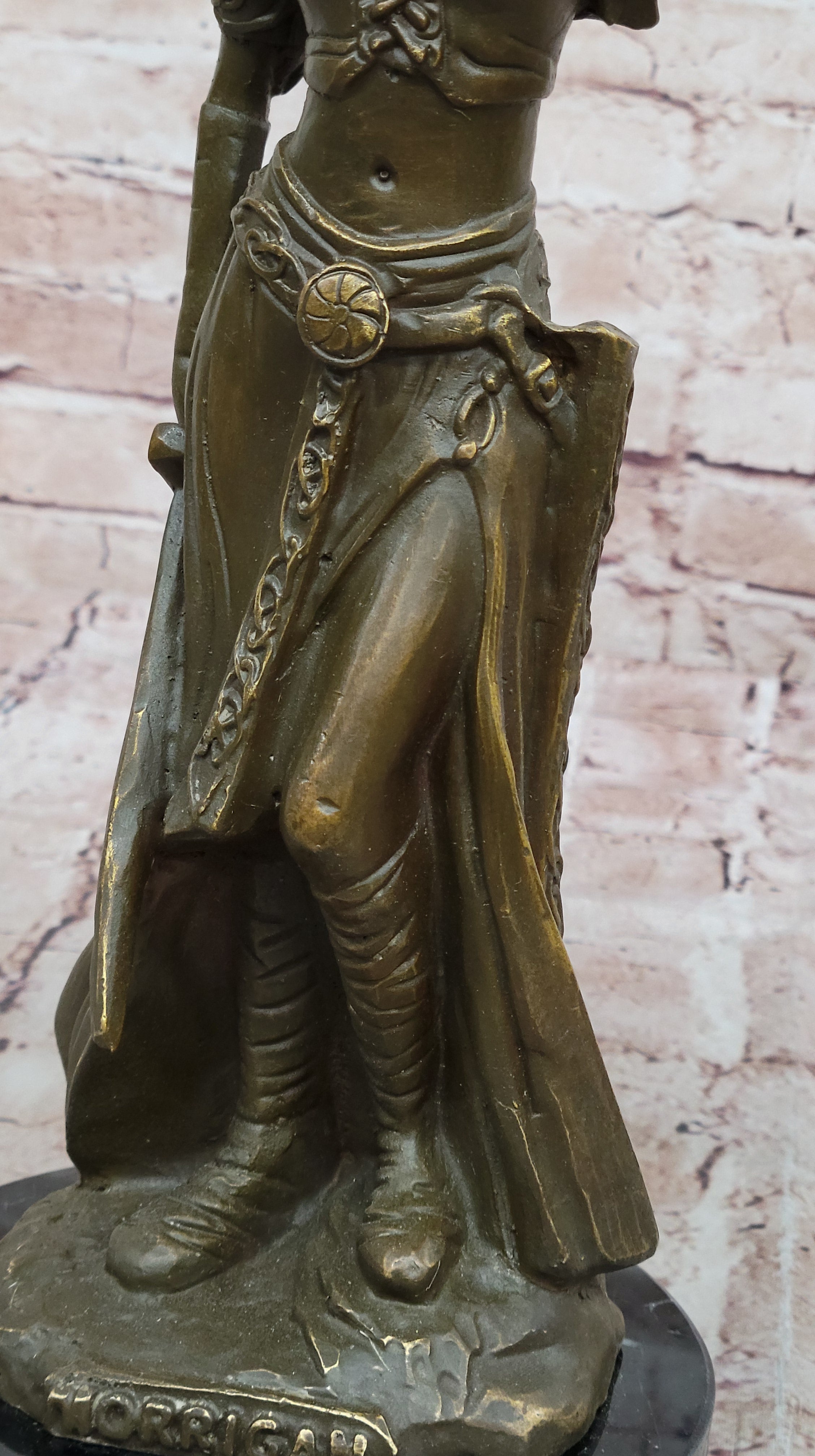 Hand Made Celtic Warrior Goddess Bronze Figurine with Bird by Aldo Vitaleh Artwork