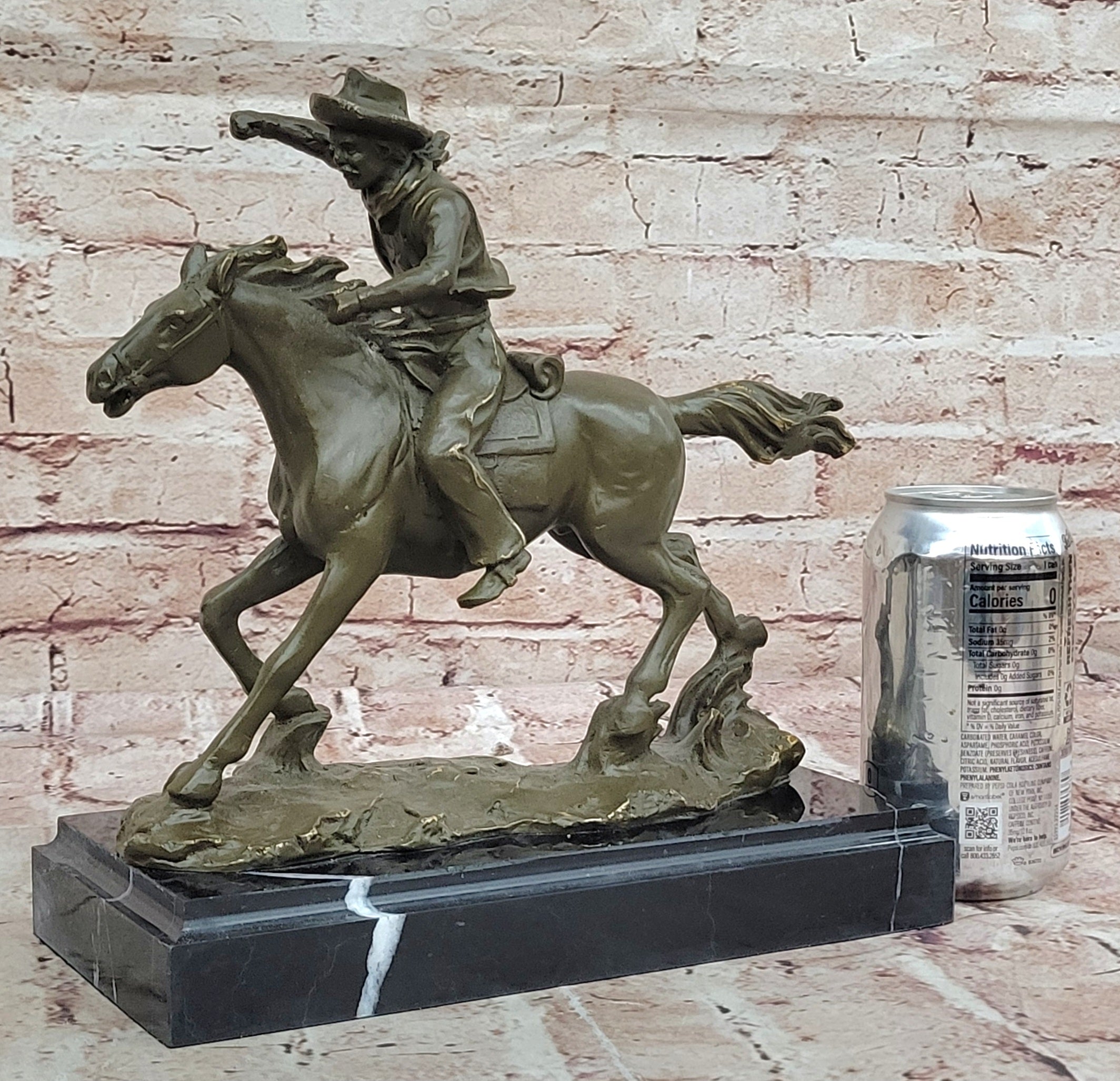 Kamiko Western Cowboy Riding Horse Bronze Sculpture Statue Collectible Home Decor