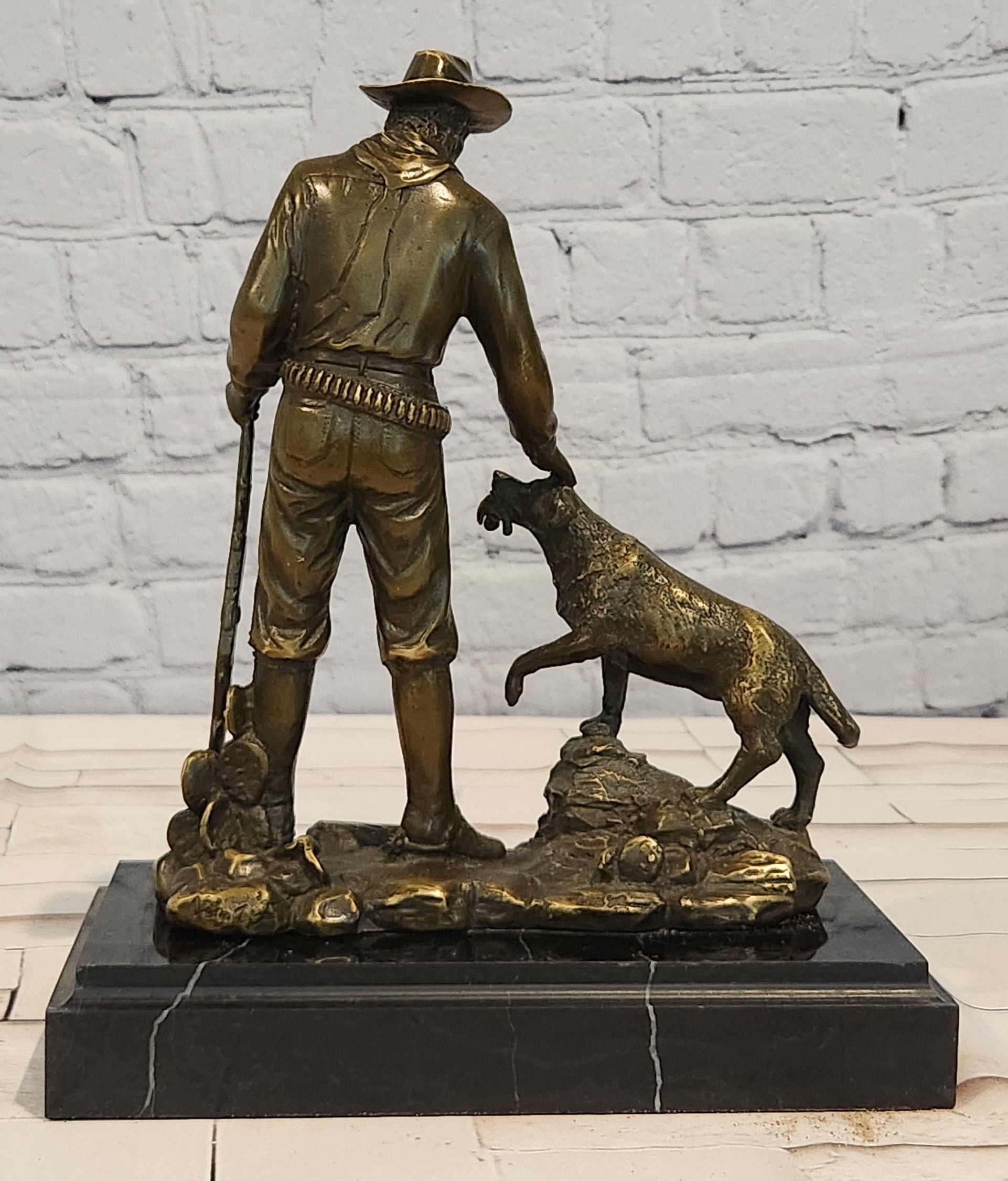 Numbered Limited Edition Milo Bronze Cowboy and Faithful Dog Western Figurine Statue