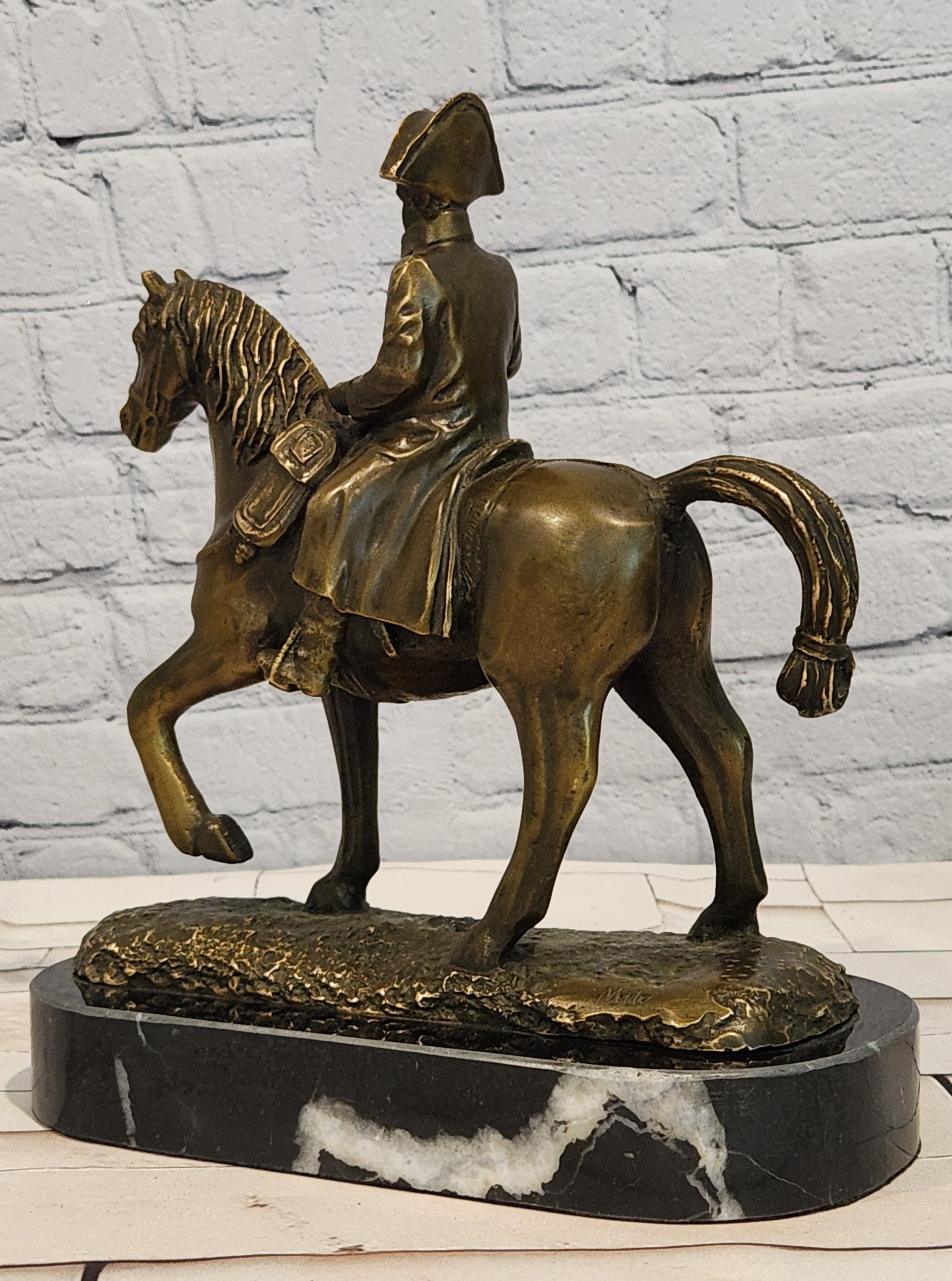 Signed Milo Bronze Equestrian Napoleon Sculpture French Emperor Statue Art