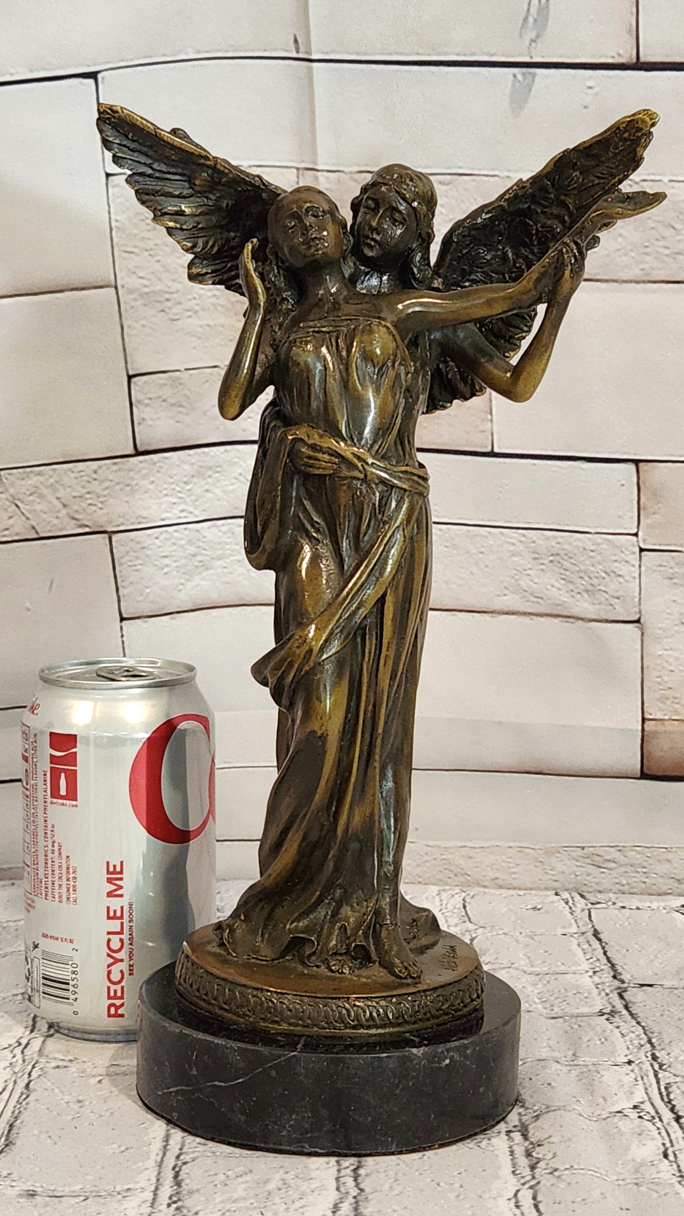 Bronze Celestial Angel Embracing Woman Sculpture Aldo Vitaleh Collectible Artwork