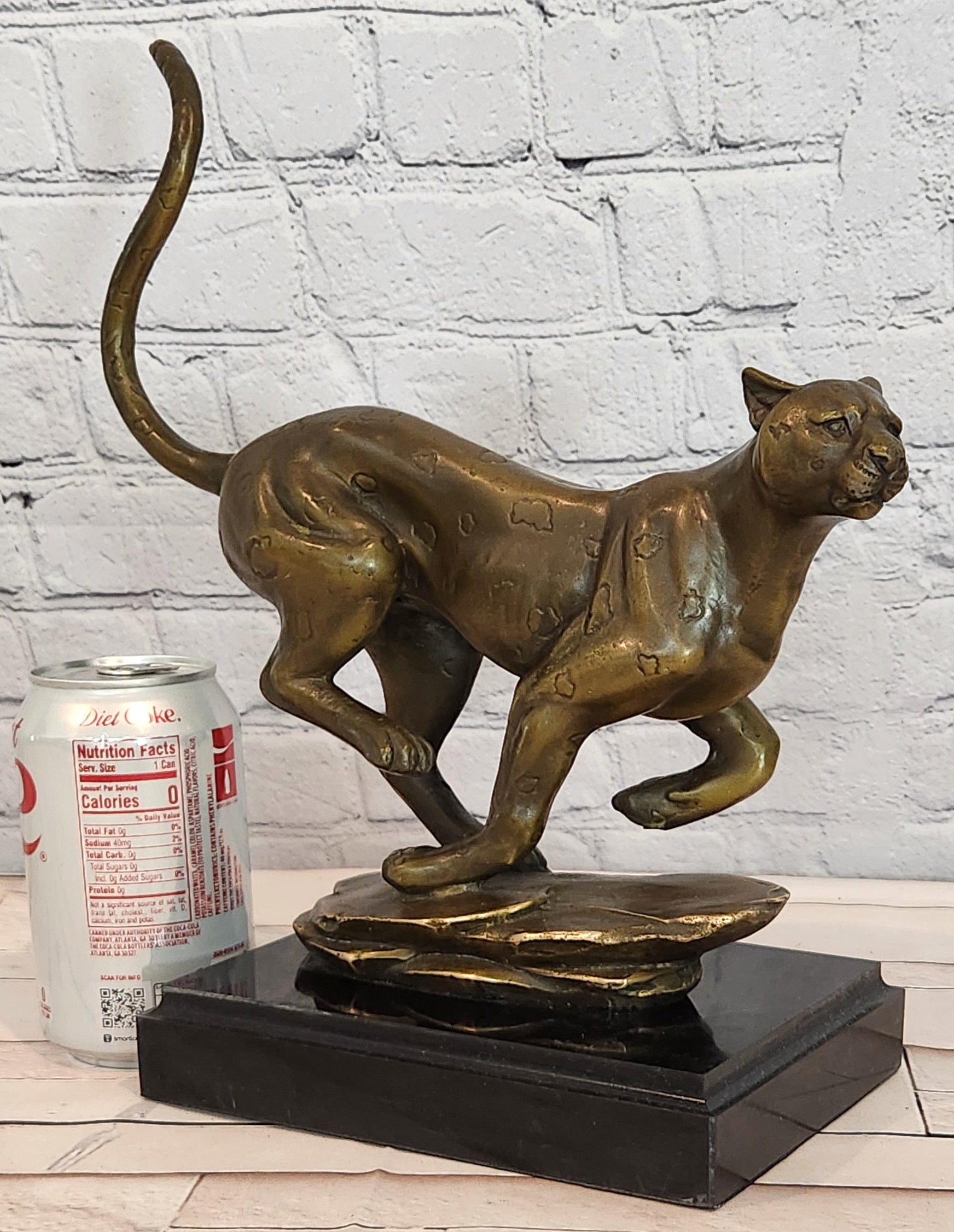 Bronze Running Cheetah Statue Wildlife Sculpture Signed Cain Fine Art Decor