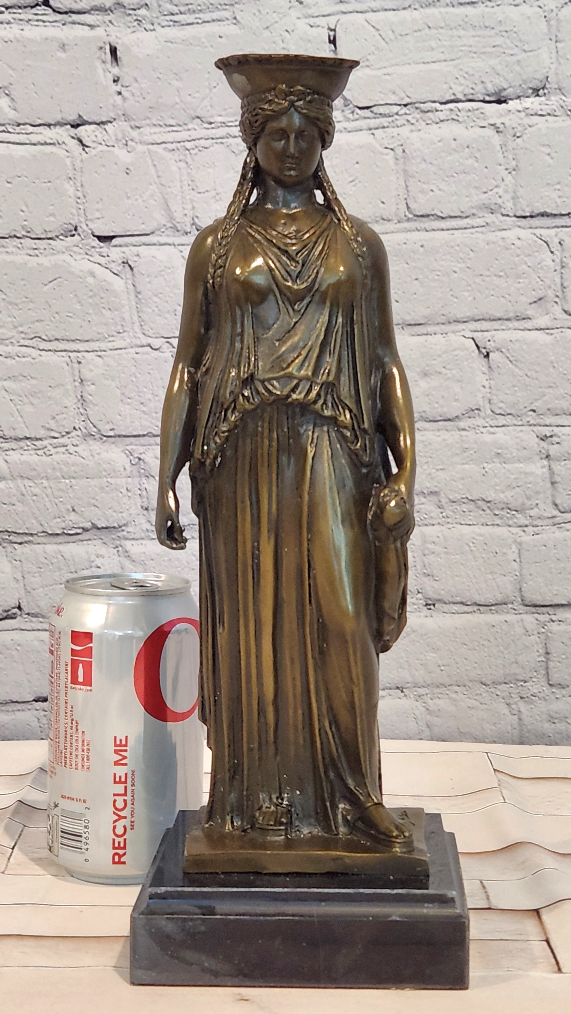 Bronze Caryatid Sculpture Signed J. Patoue Ancient Greek Fine Art Statue